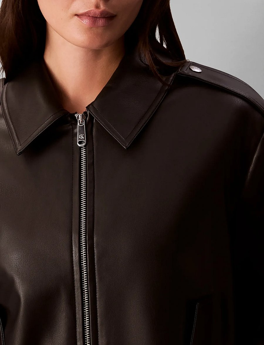 Calvin Klein Jeans - LEATHER MOTO JACKET - odinės striukės - black - 2