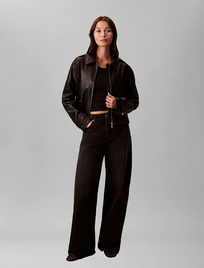 Calvin Klein Jeans - LEATHER MOTO JACKET - forårsjakker - black - 3