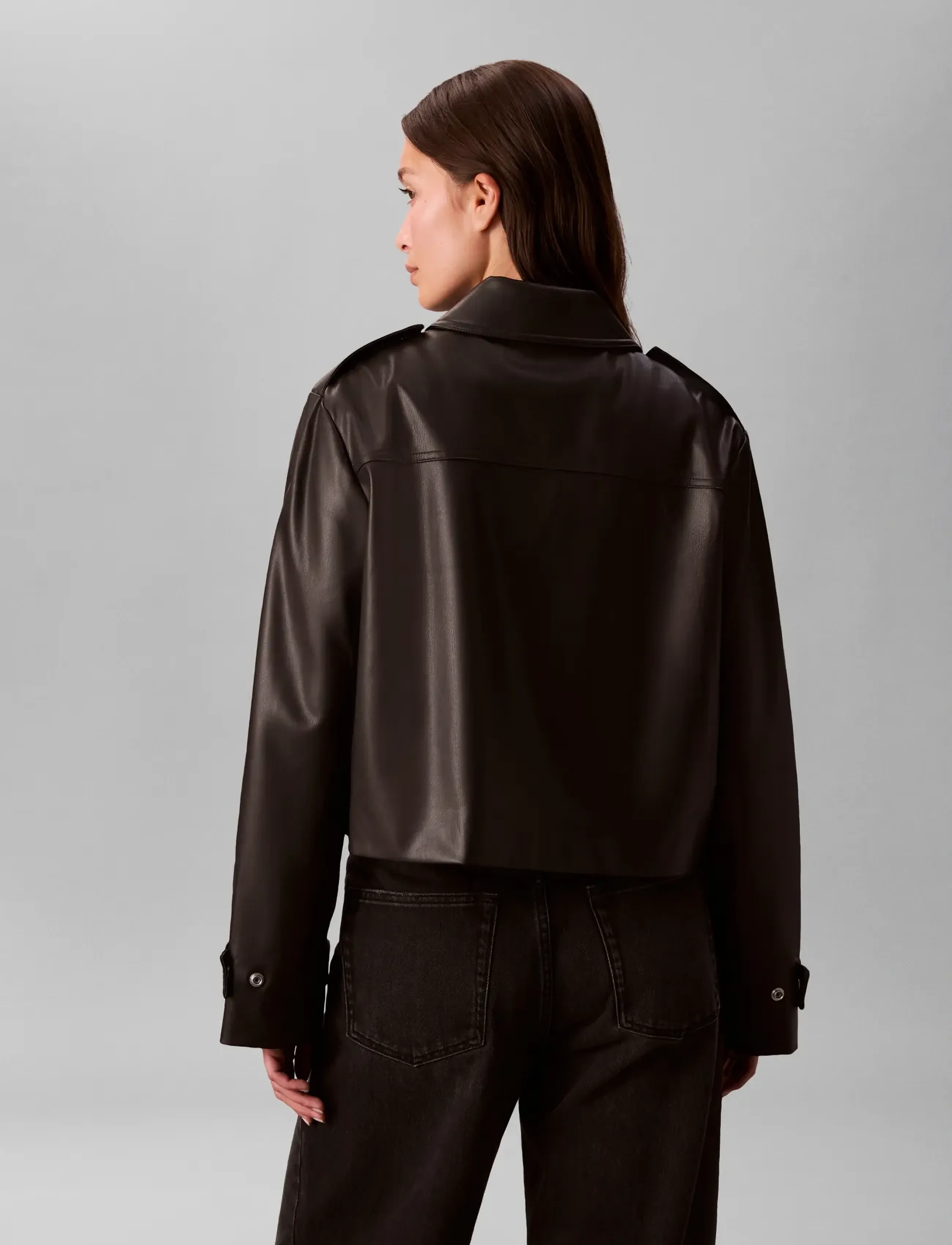 Calvin Klein Jeans - LEATHER MOTO JACKET - odinės striukės - black - 5