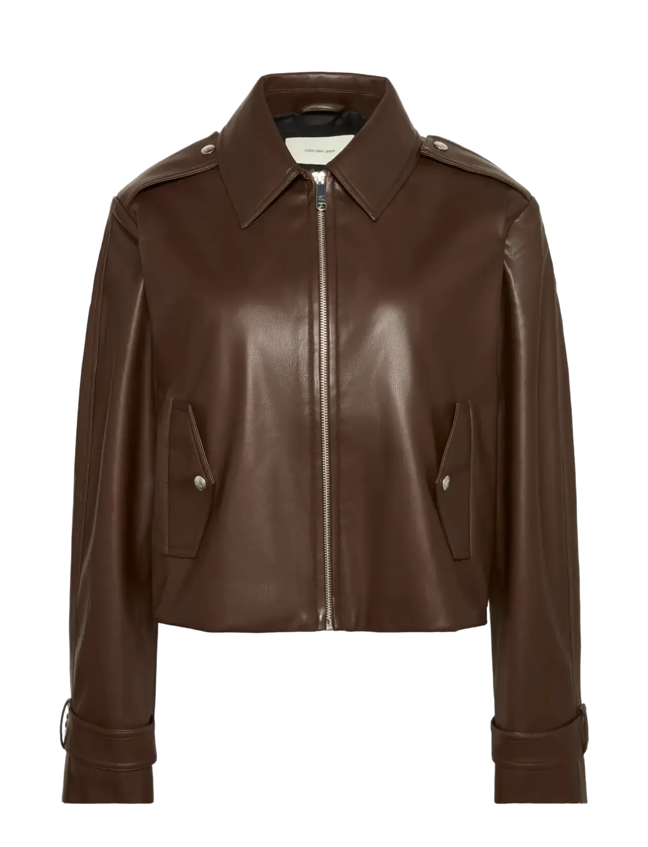 CALVIN KLEIN JEANS Leder Moto Jacke Braun - XS - Damen