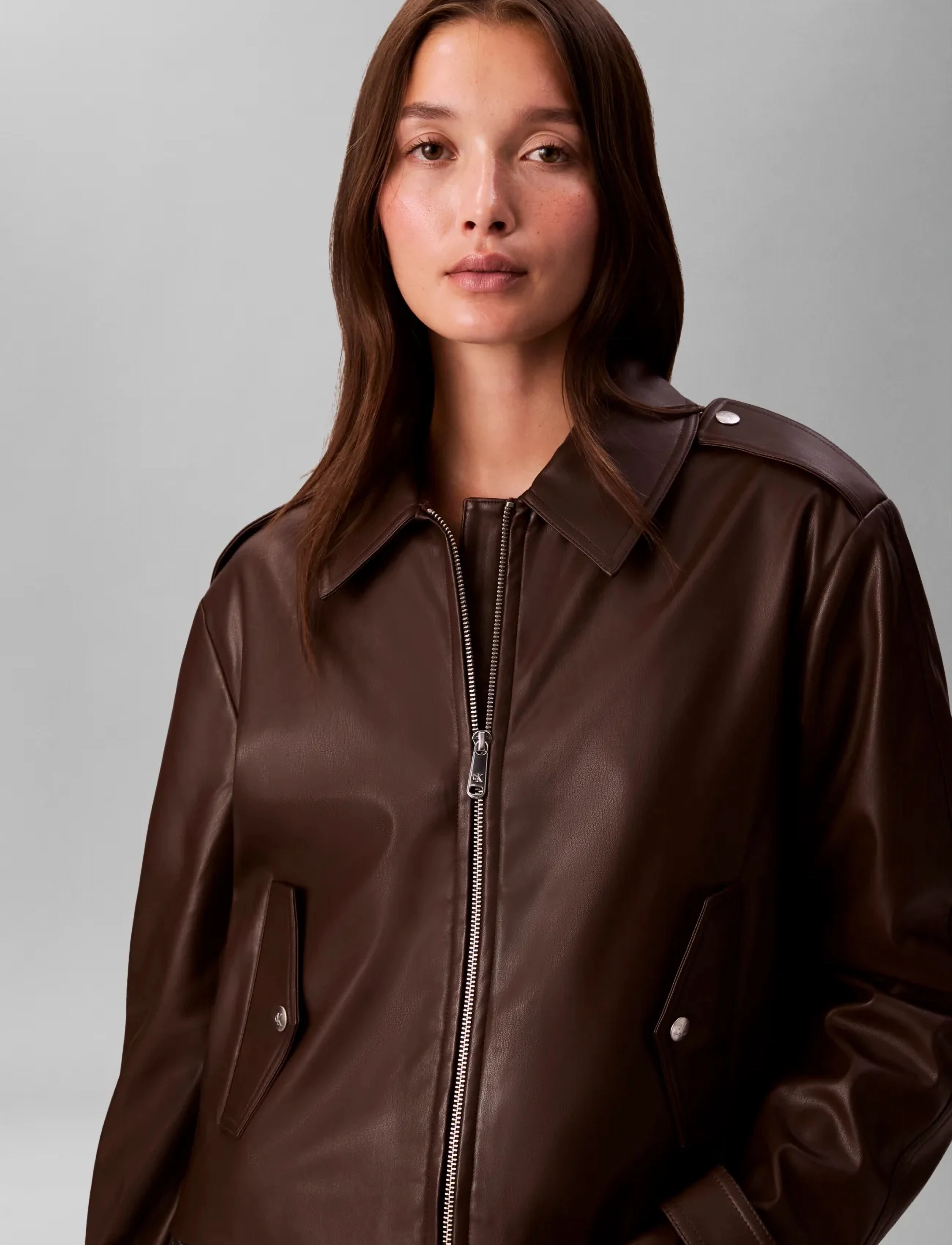 Calvin Klein Jeans - LEATHER MOTO JACKET - forårsjakker - rich brown - 2