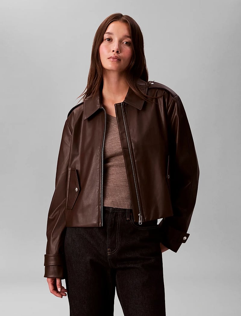 Calvin Klein Jeans - LEATHER MOTO JACKET - nahkatakit - rich brown - 4