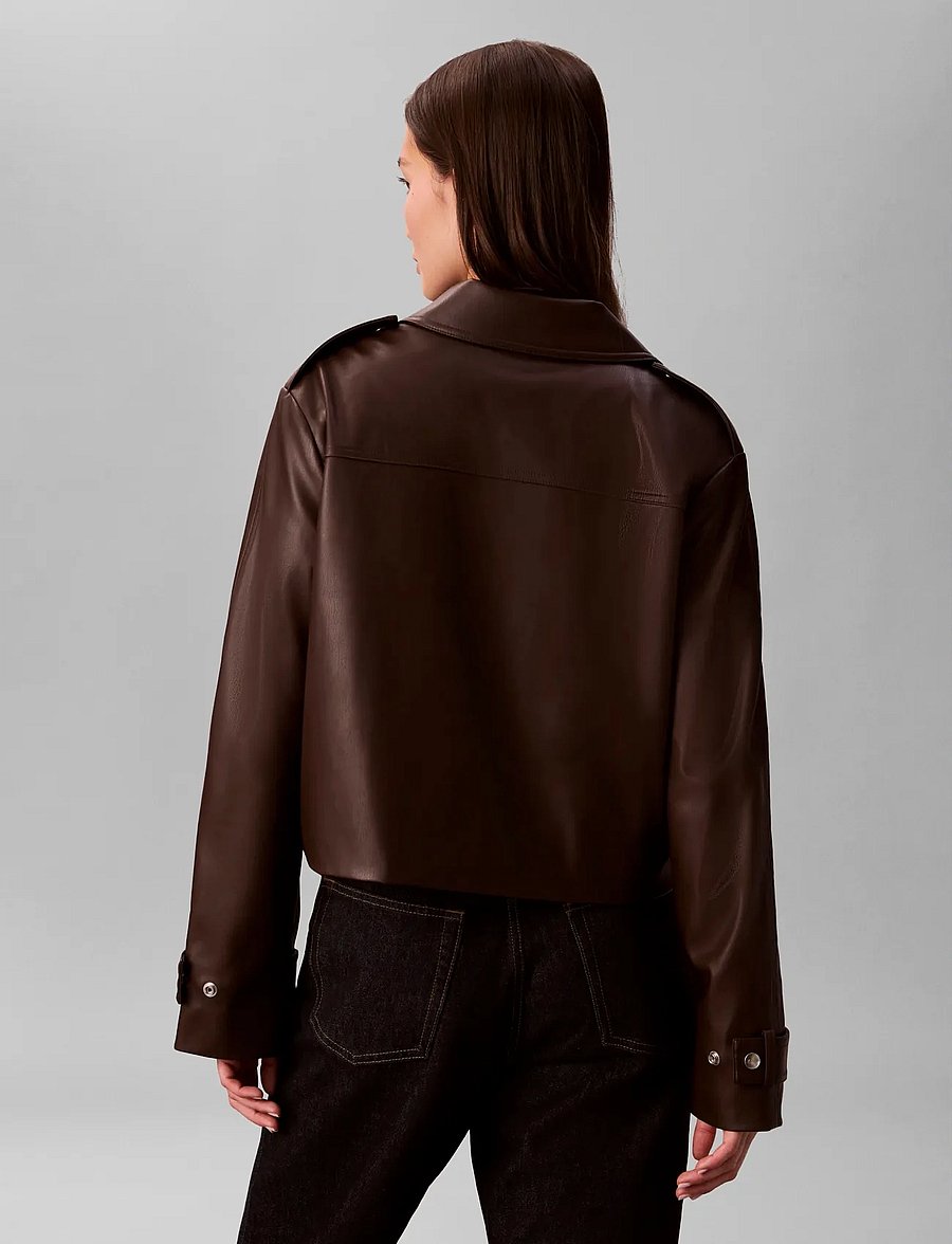 Calvin Klein Jeans - LEATHER MOTO JACKET - forårsjakker - rich brown - 5