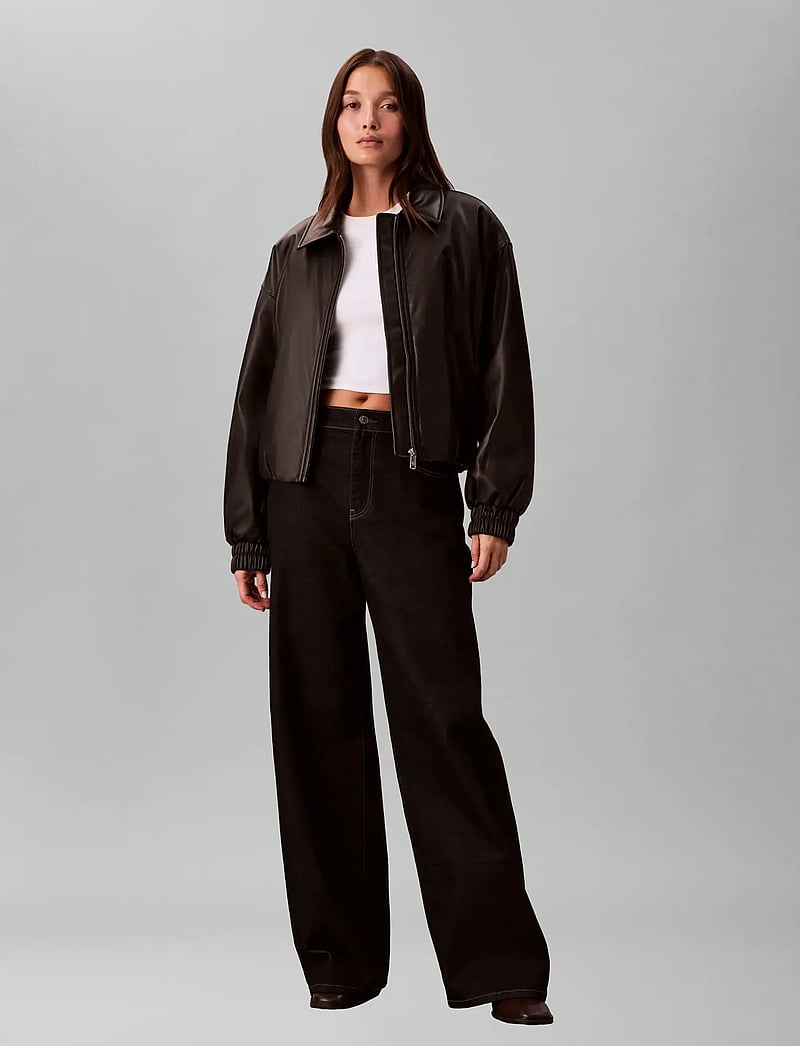 Calvin Klein Jeans - FAUX LEATHER INSULATED BOMBER - frühlingsjacken - black - 3