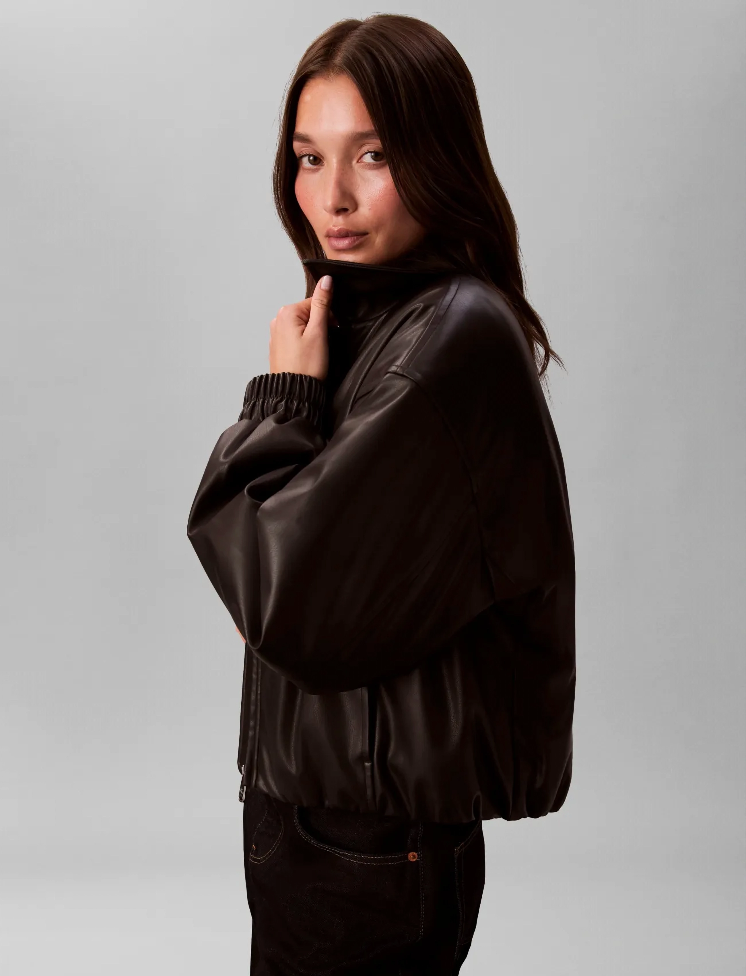 Faux Leather Insulated Bomber 4
