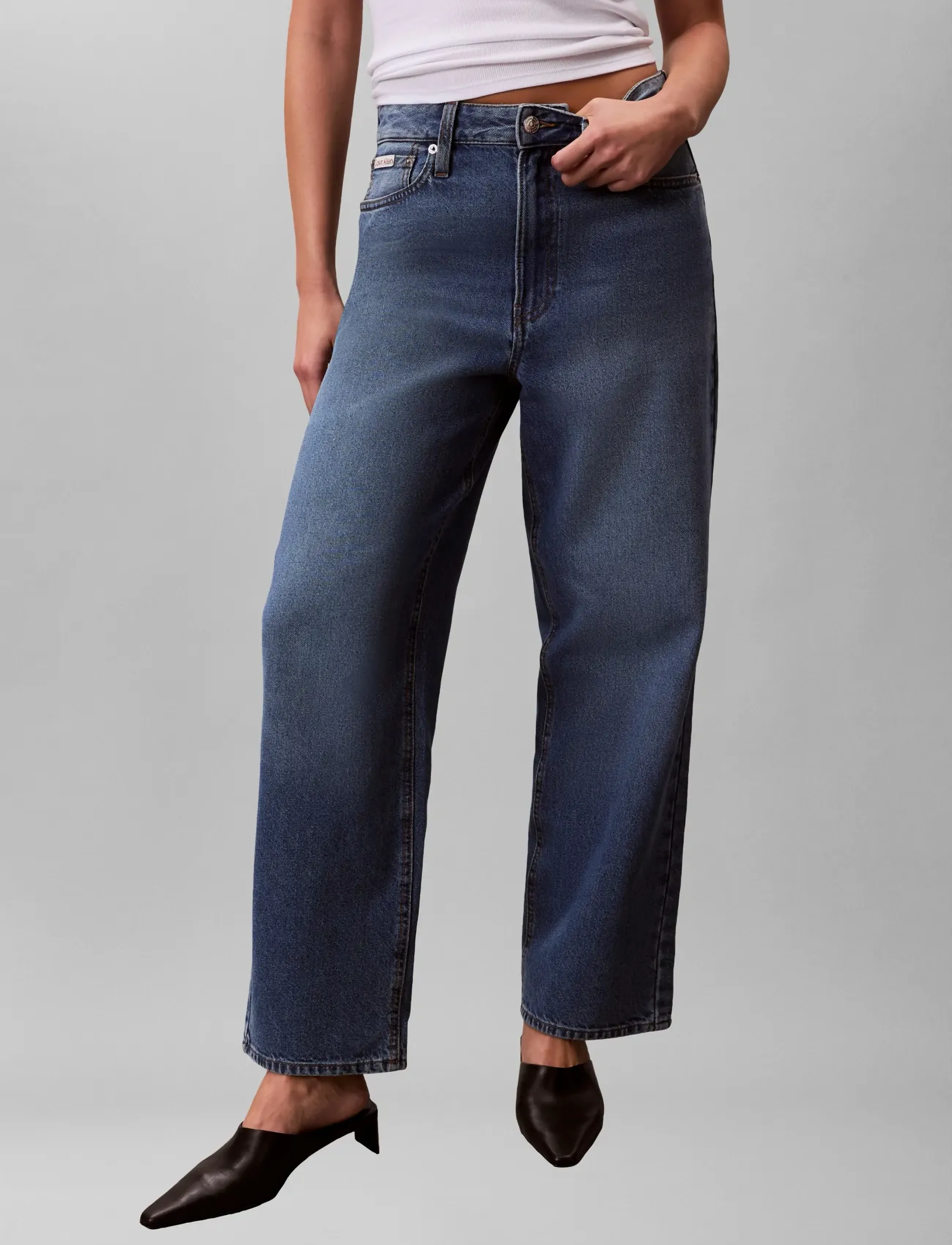 Calvin Klein Jeans Eu Barrel Jean Indigo Park, RG/27, Blue, Jeans > Barrel Jeans, Dame