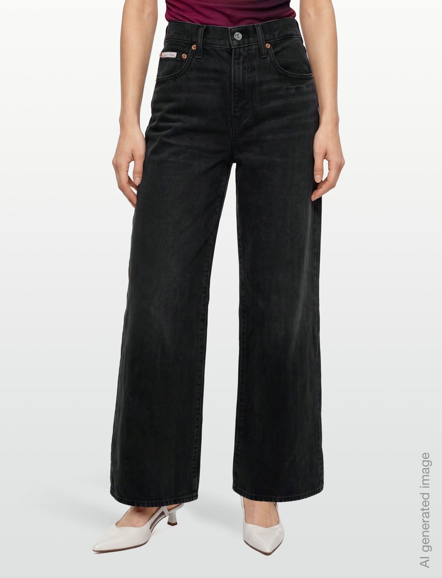 Calvin Klein Jeans - THE WIDE LEG EVENING BLACK - hosen mit weitem bein - evening black - 3