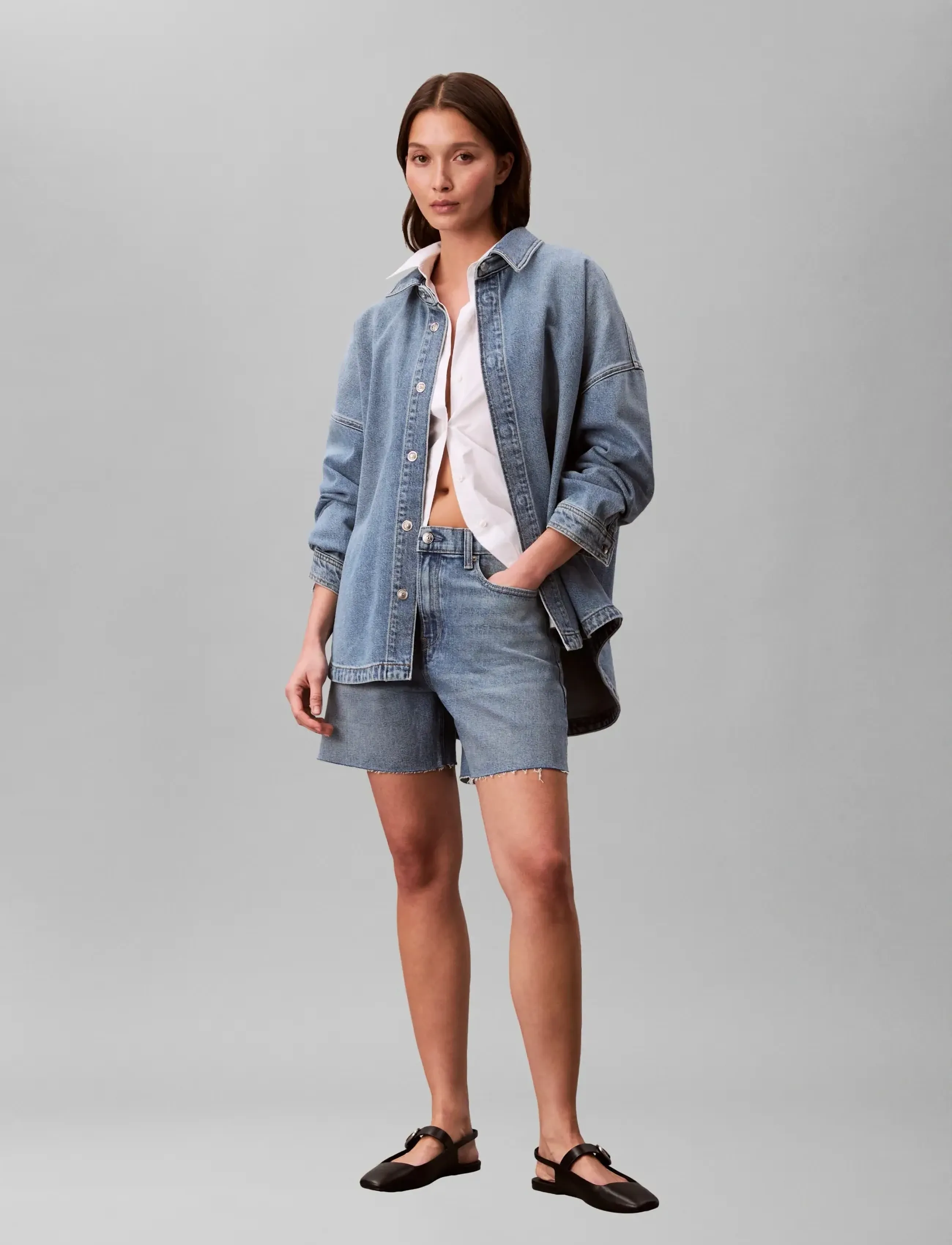 Calvin Klein Jeans DENIM BOYFRIEND SHIRT OVERNIGHT - Kolleksjoner - OVERNIGHT BLUE / blue
