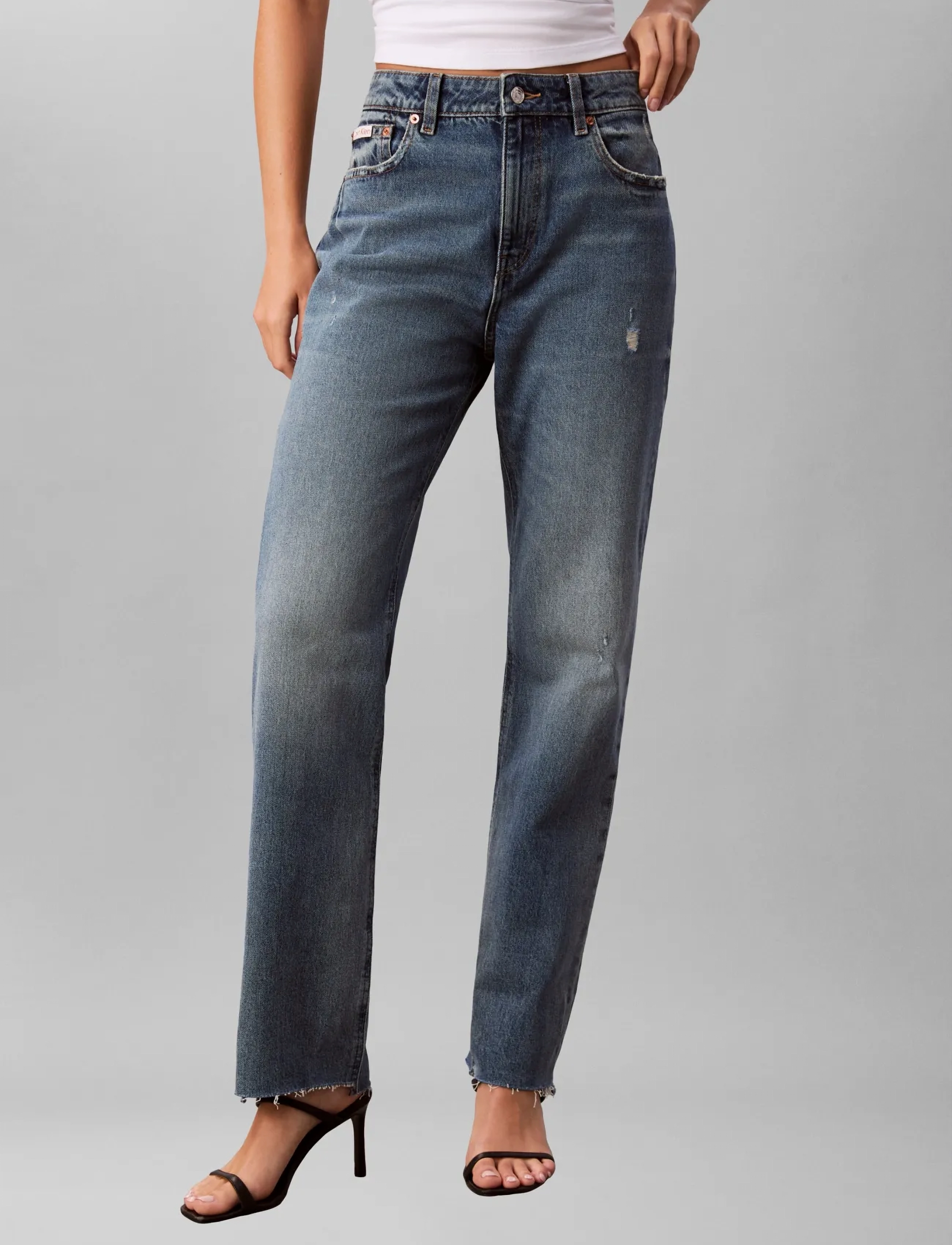 Calvin Klein Jeans HIGH RISE STRAIGHT MEMPHIS - Nyheder - MEMPHIS / blue