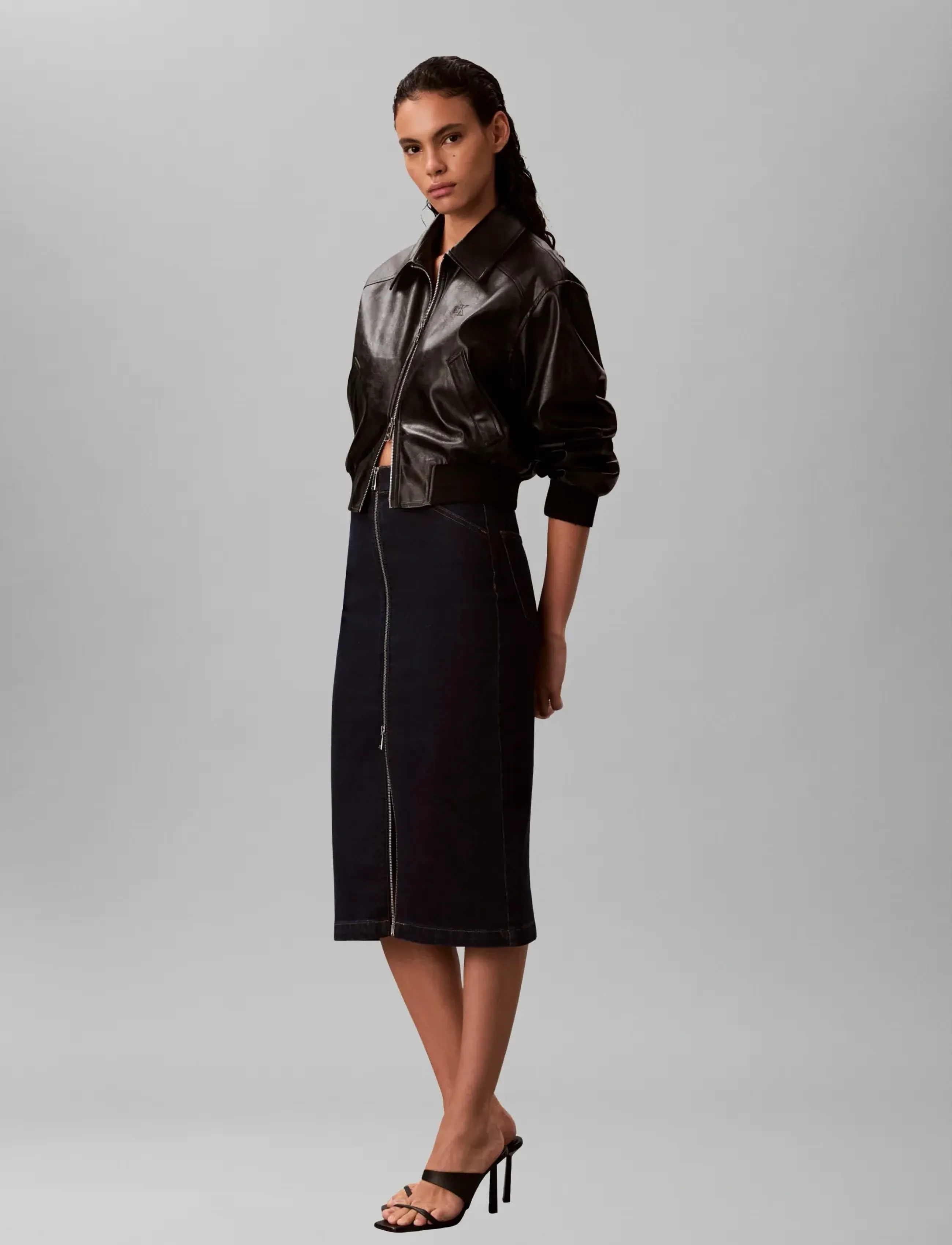 Calvin Klein Jeans Denim Zip Front Skirt Ck Classic jeanskjolar dam – bild 5