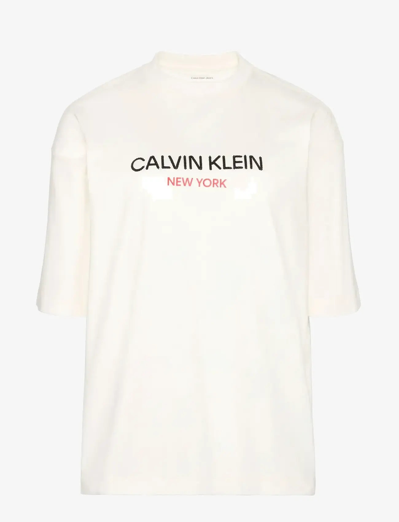 Calvin Klein Jeans - SS RELAXED SEQUIN LOGO TEE - t-shirts - white greige - 1