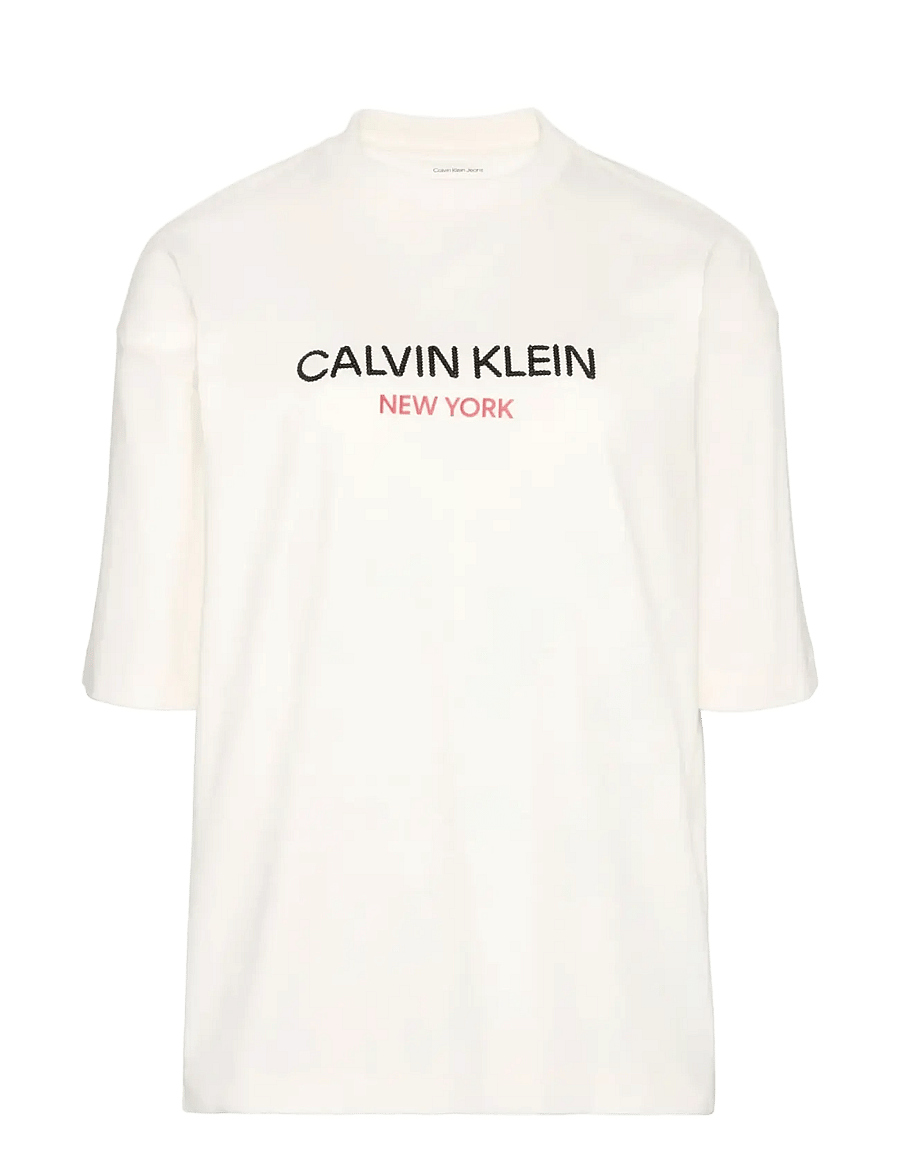 Calvin Klein Jeans - SS RELAXED SEQUIN LOGO TEE - t-shirts - white greige - 1