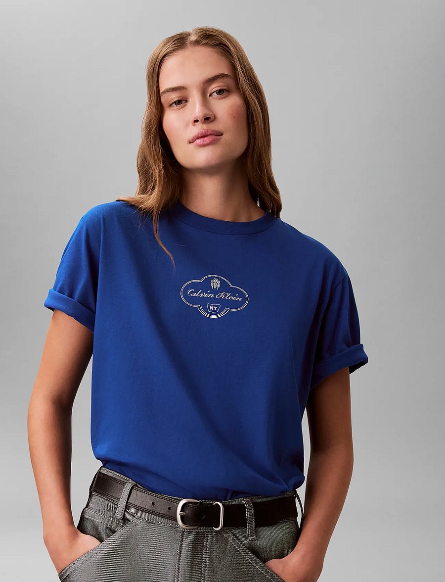 Calvin Klein Jeans - SS BOXY COCTAIL LOGO TEE - t-shirts - admiral blue - 4