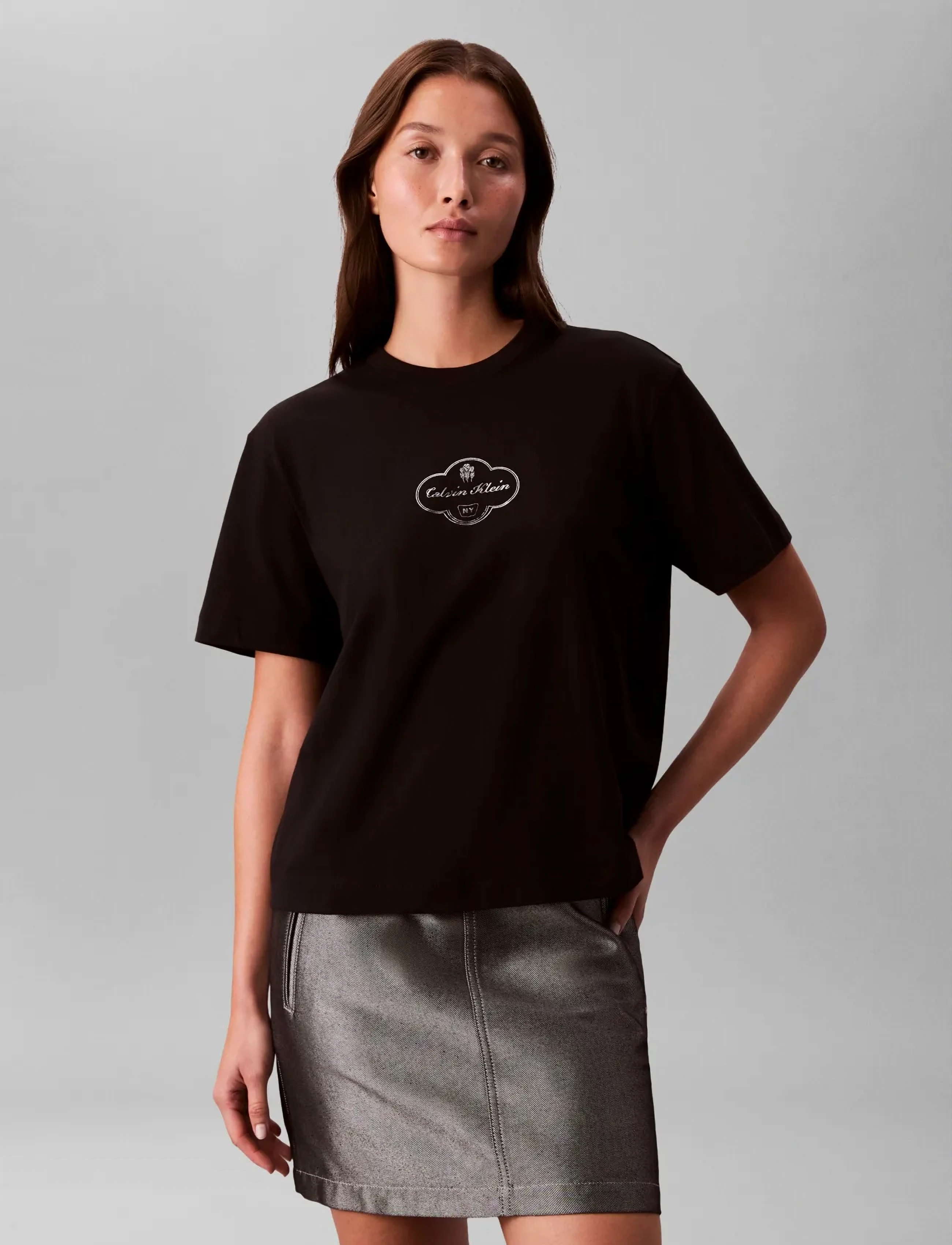 Calvin Klein Jeans SS BOXY COCTAIL LOGO TEE - T-shirts - BLACK / black