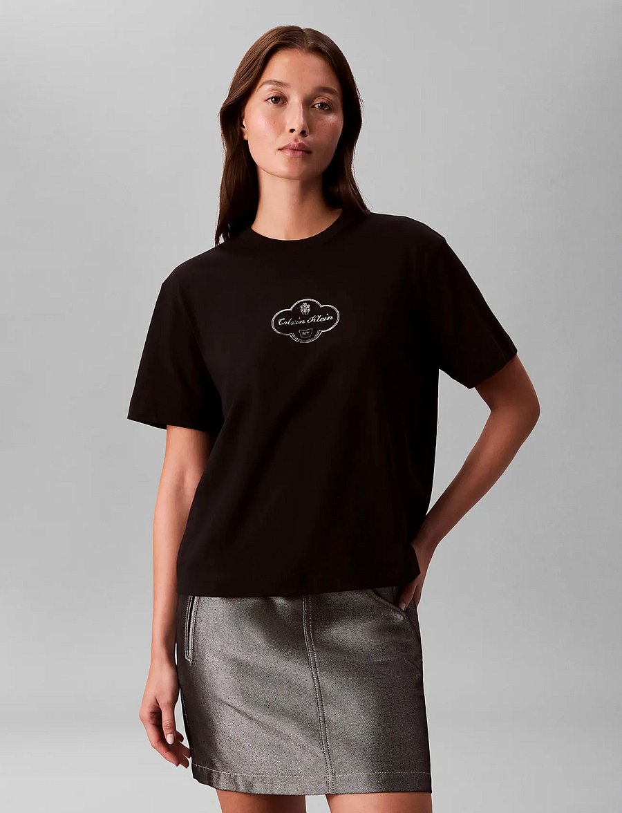 Calvin Klein Jeans - SS BOXY COCTAIL LOGO TEE - t-shirts - black - 0