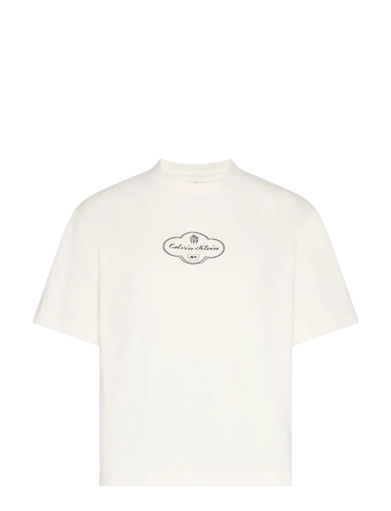 CALVIN KLEIN JEANS Ss Boxy Coctail Logo Tee Cream - S - Damen