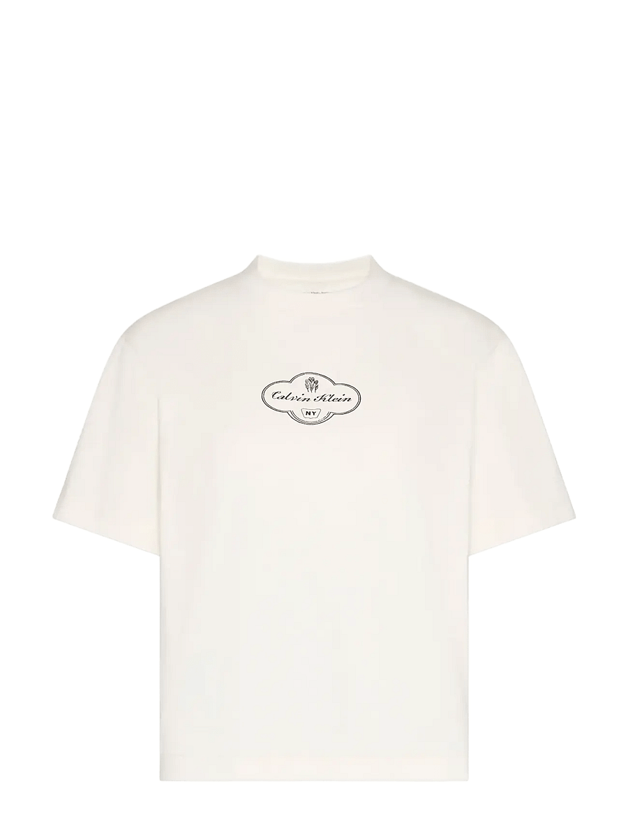 Calvin Klein Jeans - SS BOXY COCTAIL LOGO TEE - t-shirts - white greige - 1
