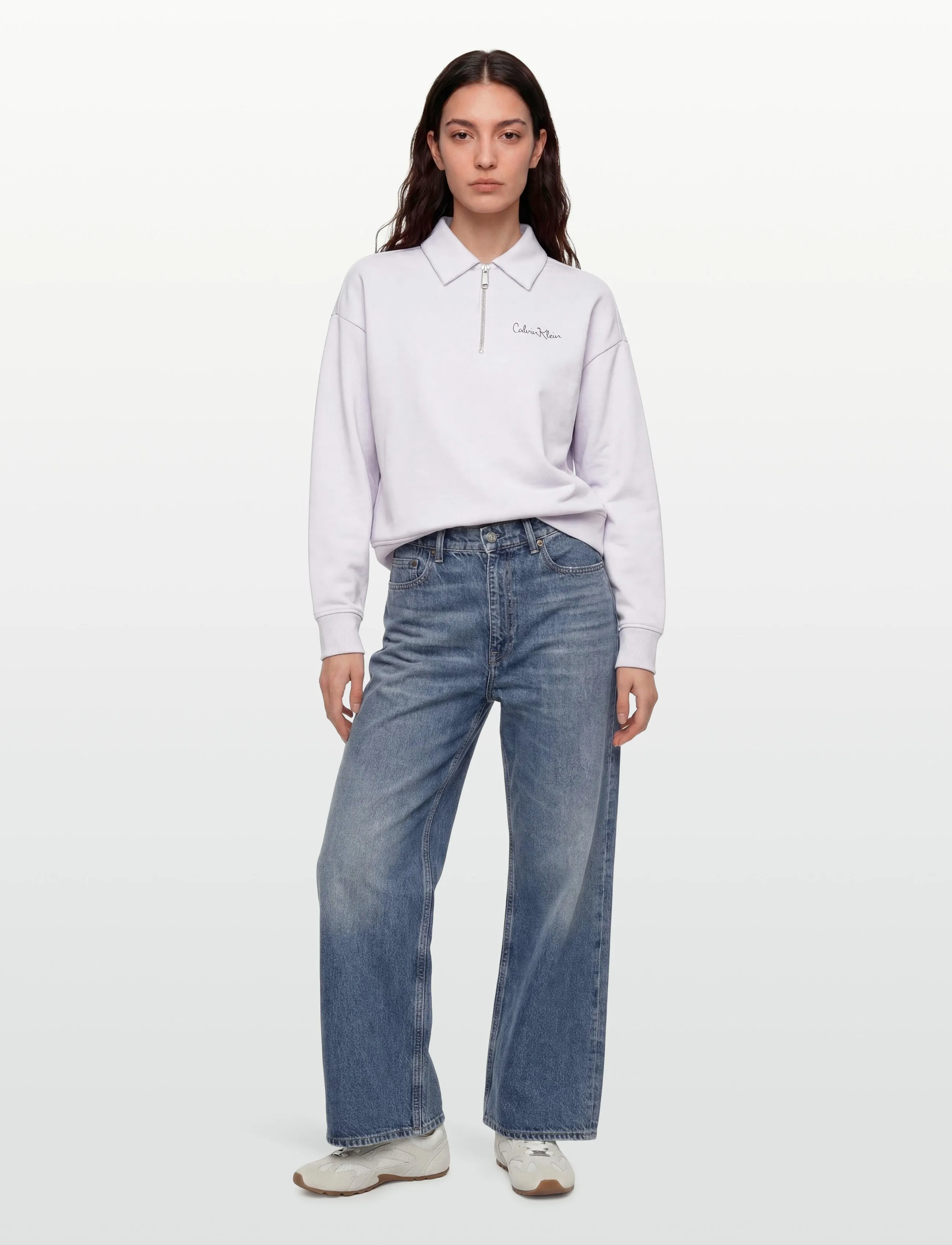 Calvin Klein Jeans LS FRENCH TERRY GRAPHIC QZ SWEAT - Sweatshirts - FROSTY LILAC / purple