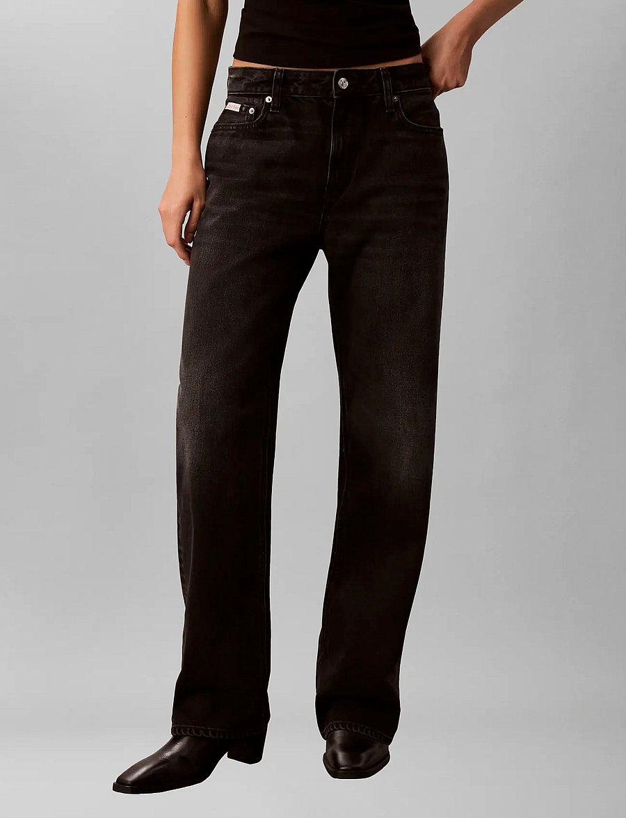 Calvin Klein Jeans - SIGNATURE 90s STRAIGHT CK SANDED - gerade jeans - ck sanded black - 0