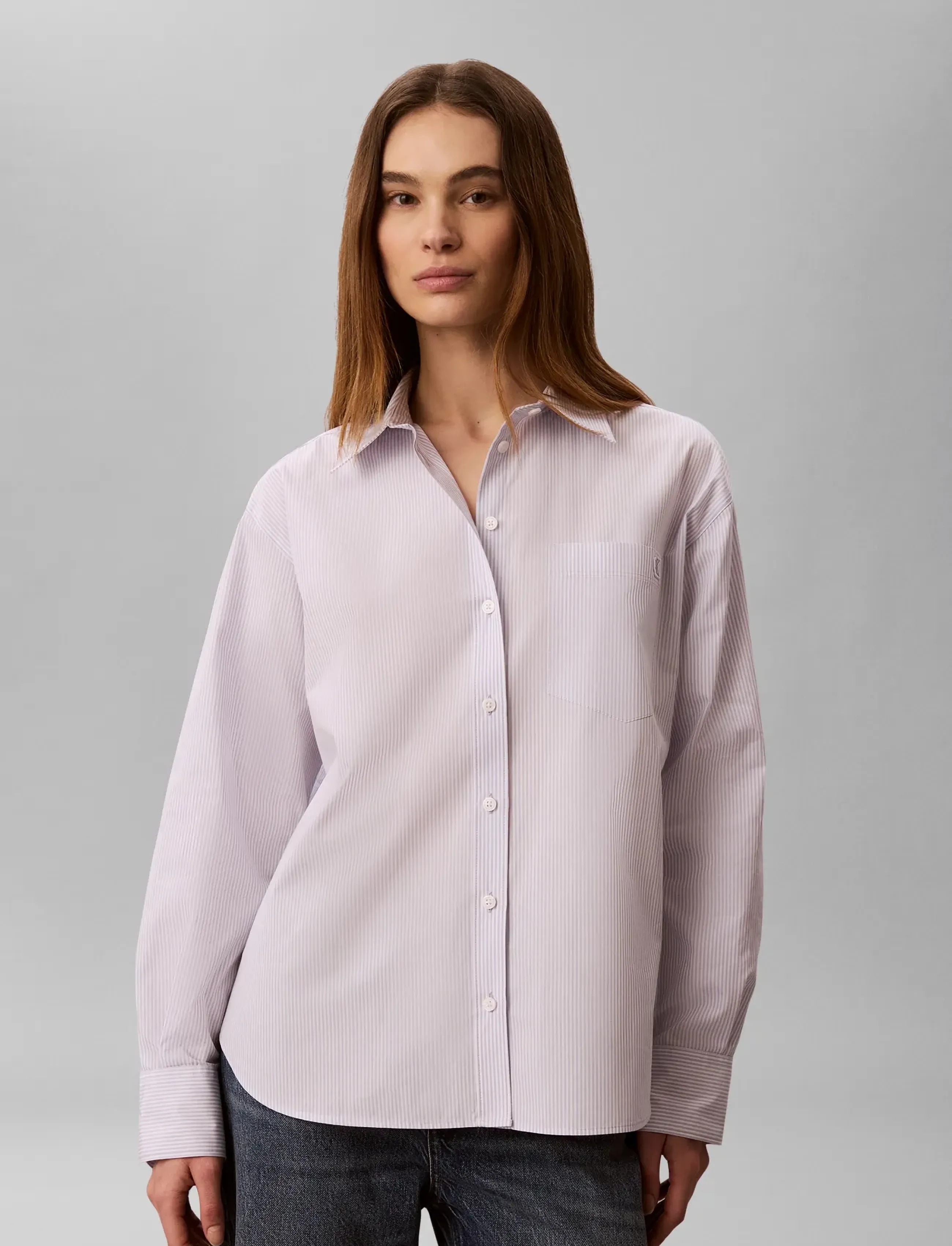 Calvin Klein Jeans YARNDYE COTTON POPLIN RELAXED SH - Calvin Klein Jeans - MINI FIFTY STRIPE COSMIC SKY BRILLI / white