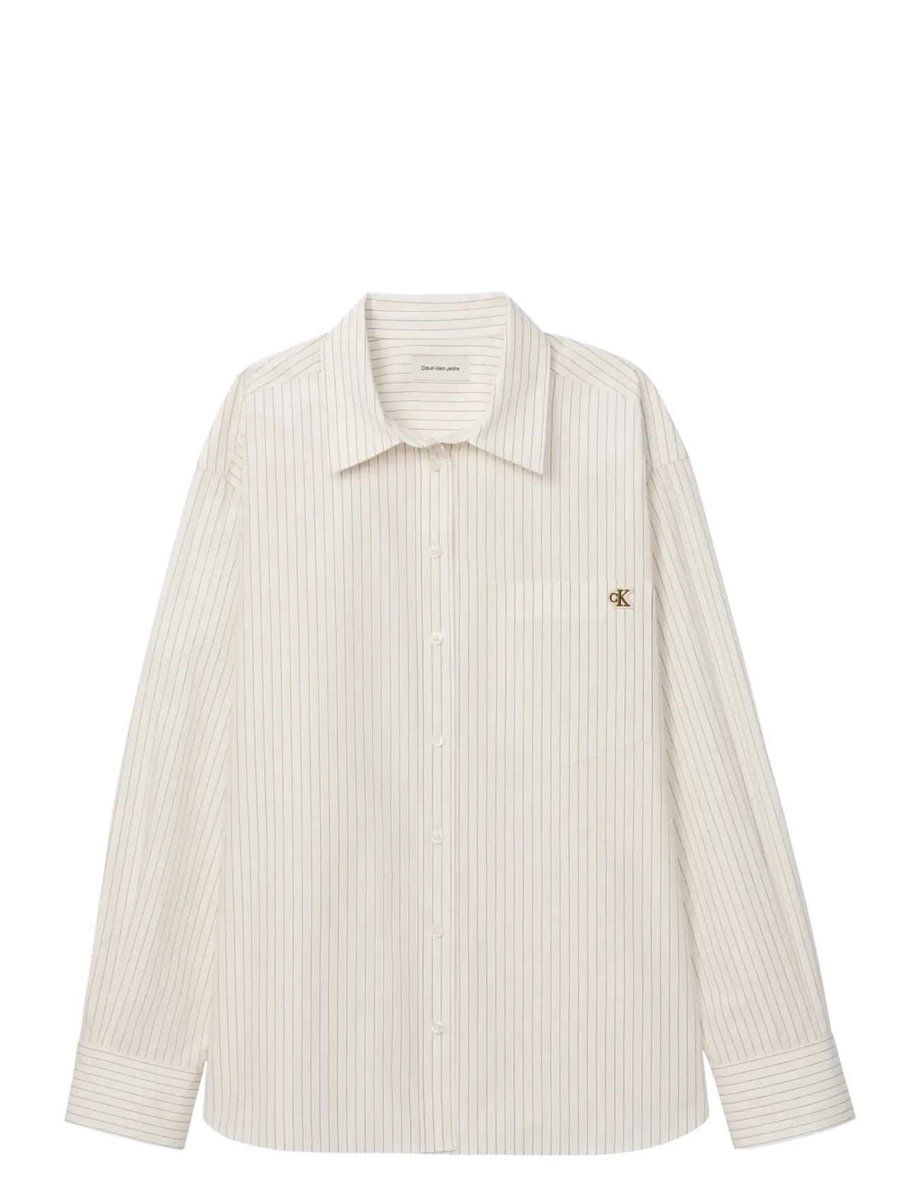 Calvin Klein Jeans YARNDYE COTTON POPLIN RELAXED SH - Calvin Klein - CALICO THREE COLOR REFINED STRIPE / cream