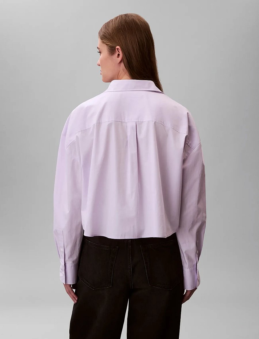 Calvin Klein Jeans - COTTON POPLIN CROPPED SHIRT - langärmlige hemden - island lilac - 2