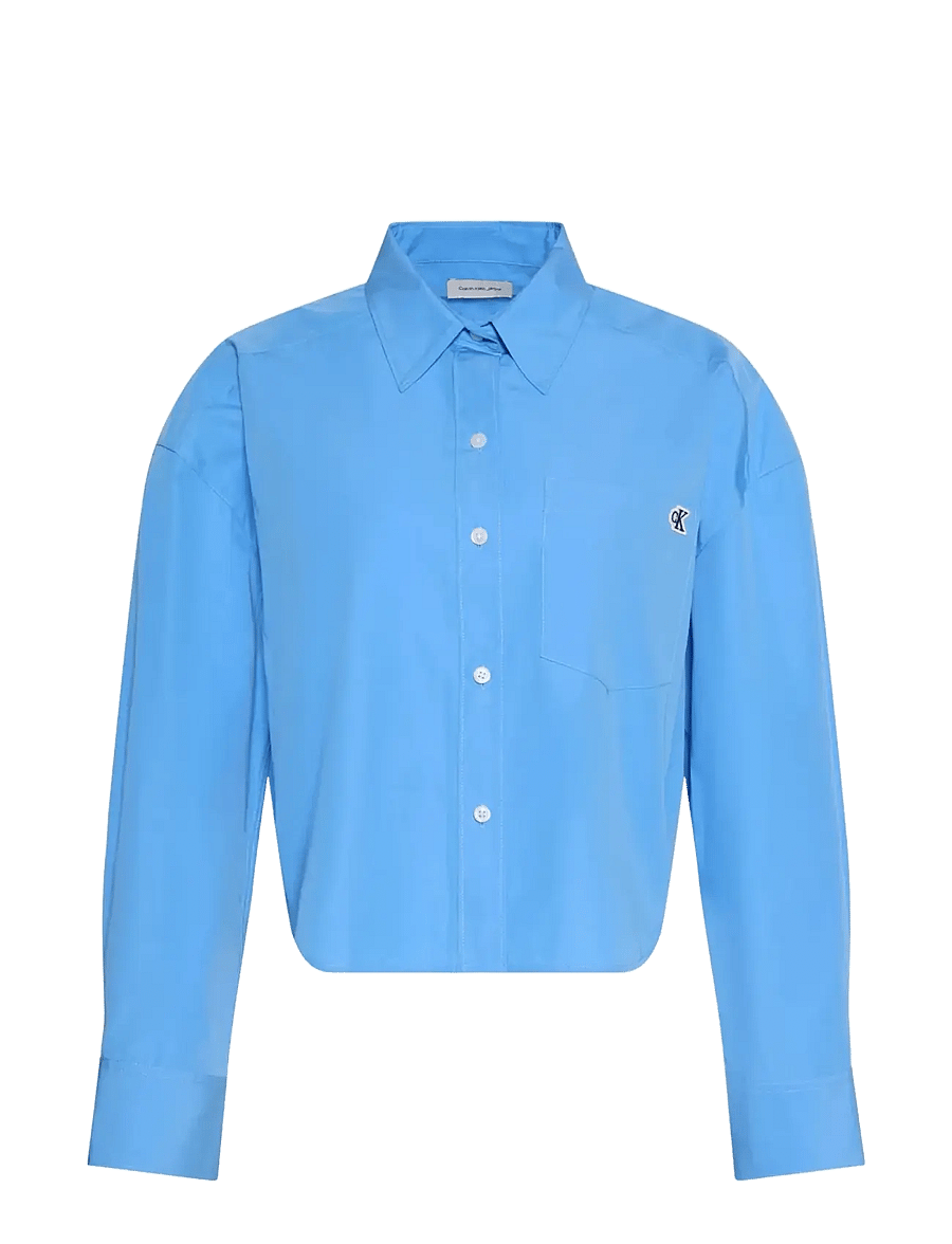 Calvin Klein Jeans - COTTON POPLIN CROPPED SHIRT - langärmlige hemden - marina - 1
