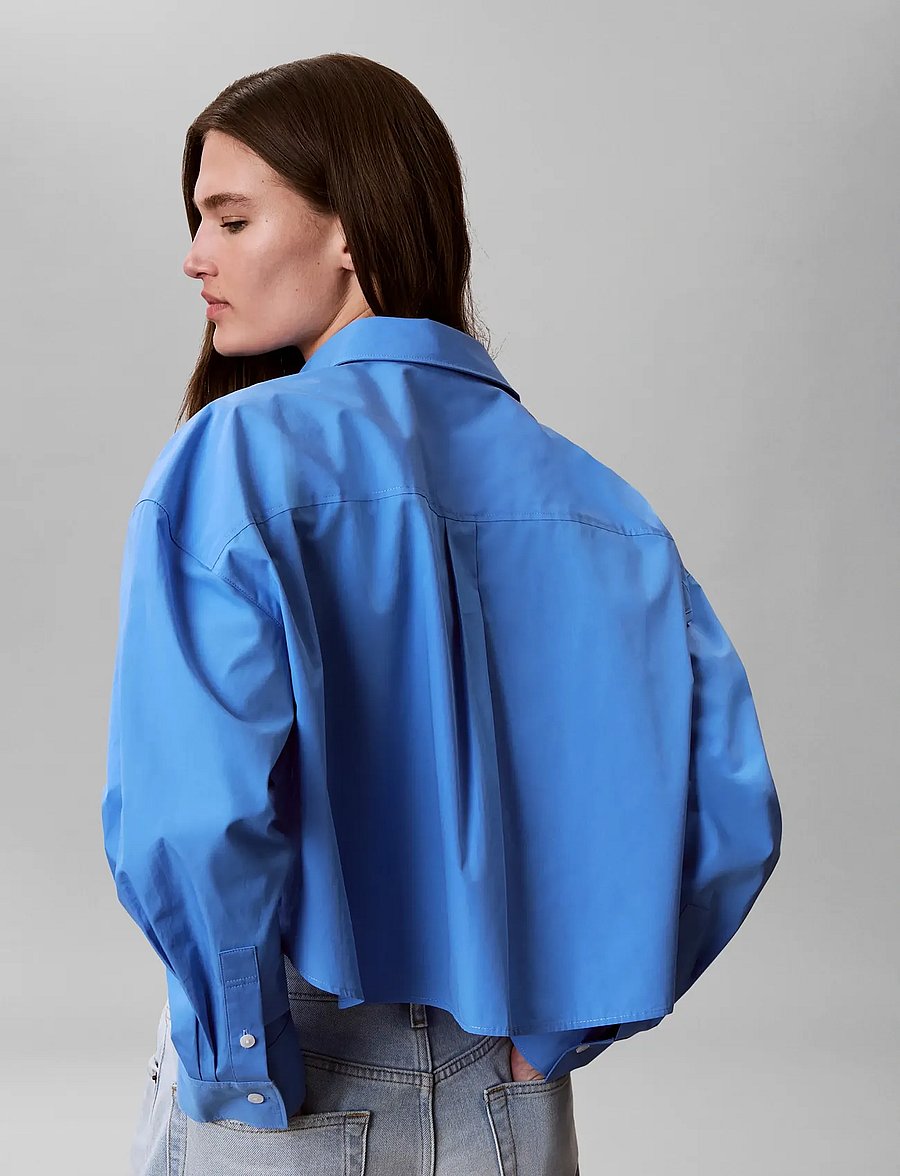 Calvin Klein Jeans - COTTON POPLIN CROPPED SHIRT - langärmlige hemden - marina - 2