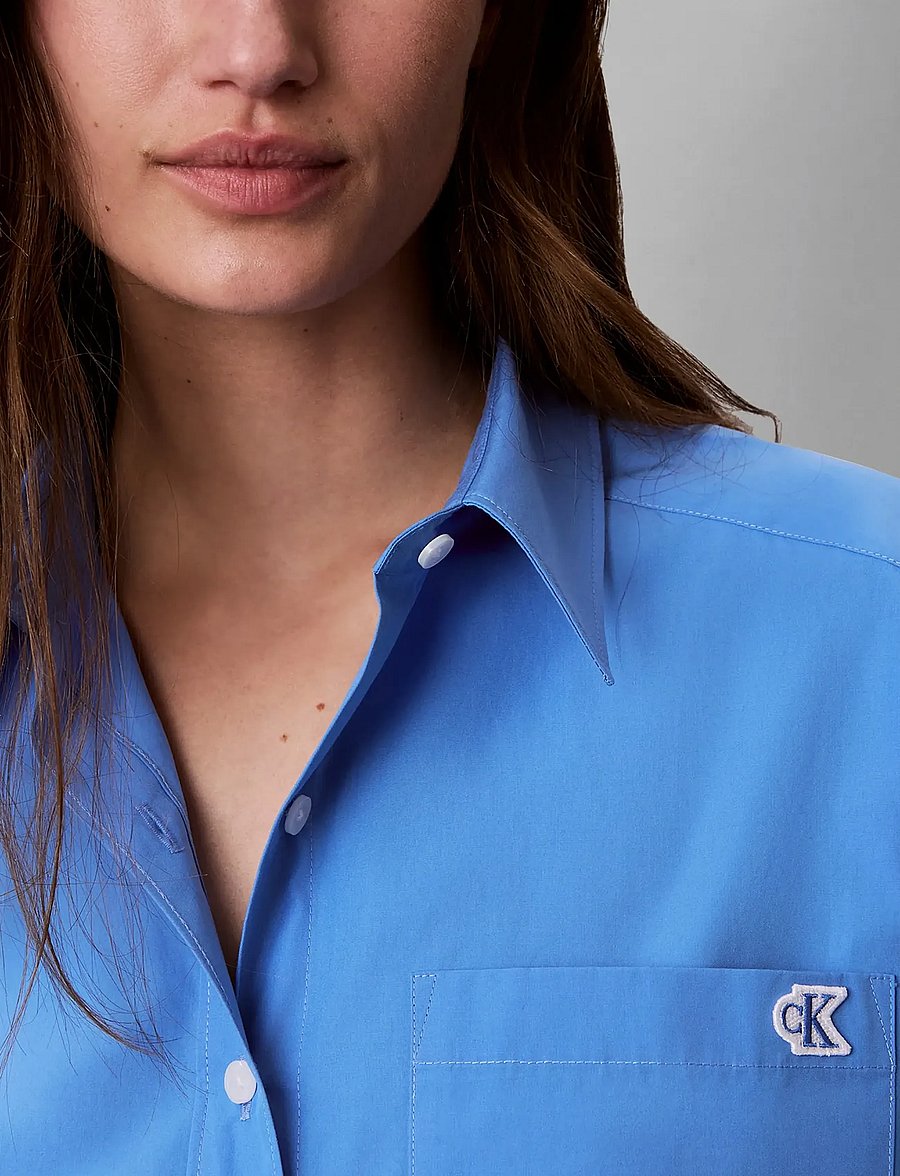 Calvin Klein Jeans - COTTON POPLIN CROPPED SHIRT - langärmlige hemden - marina - 3