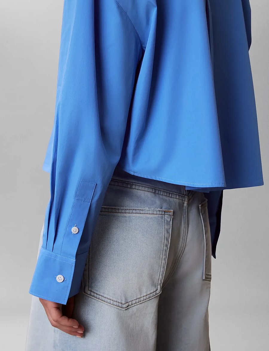 Calvin Klein Jeans - COTTON POPLIN CROPPED SHIRT - langärmlige hemden - marina - 4