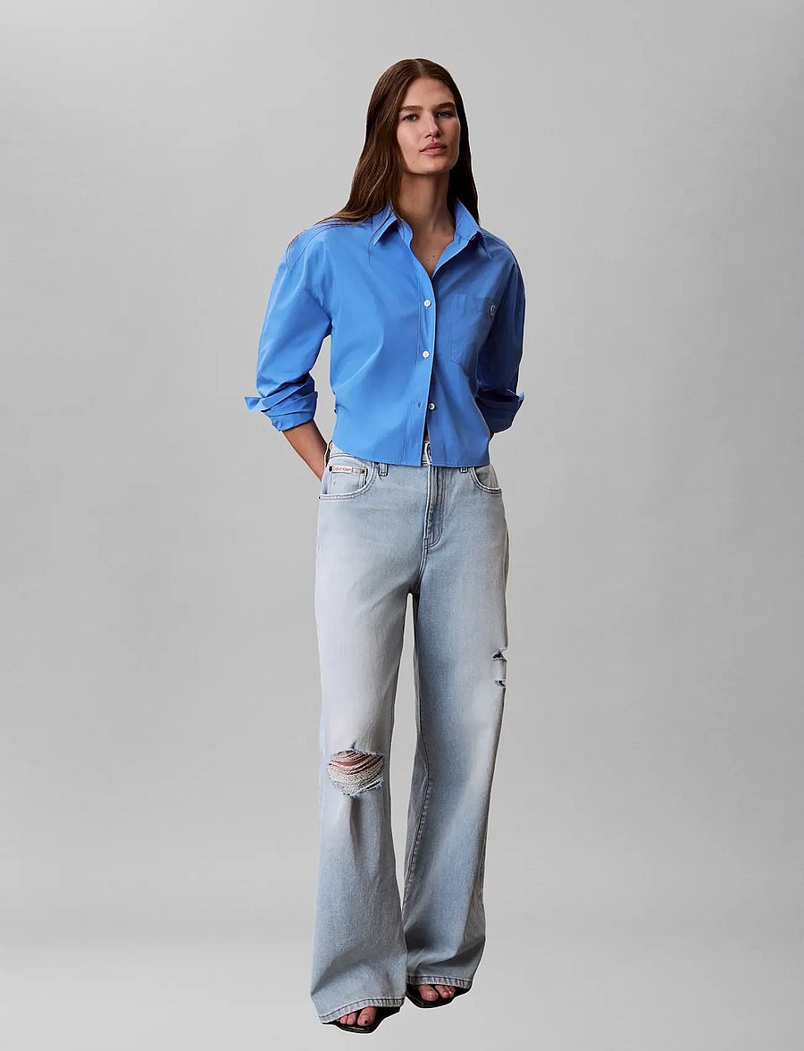 Calvin Klein Jeans - COTTON POPLIN CROPPED SHIRT - langärmlige hemden - marina - 5