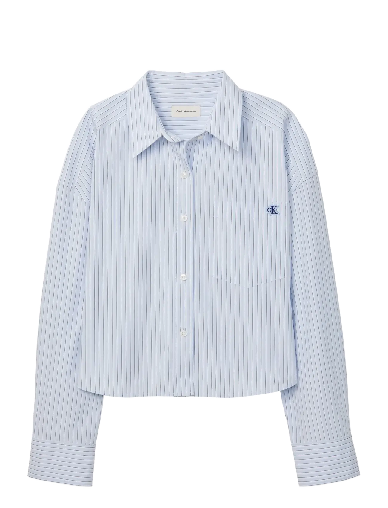 Calvin Klein Jeans YARNDYE COTTON POPLIN CROPPED SH - Officewear - BREEZY BLUE THREE COLOR REFINED STR / blue