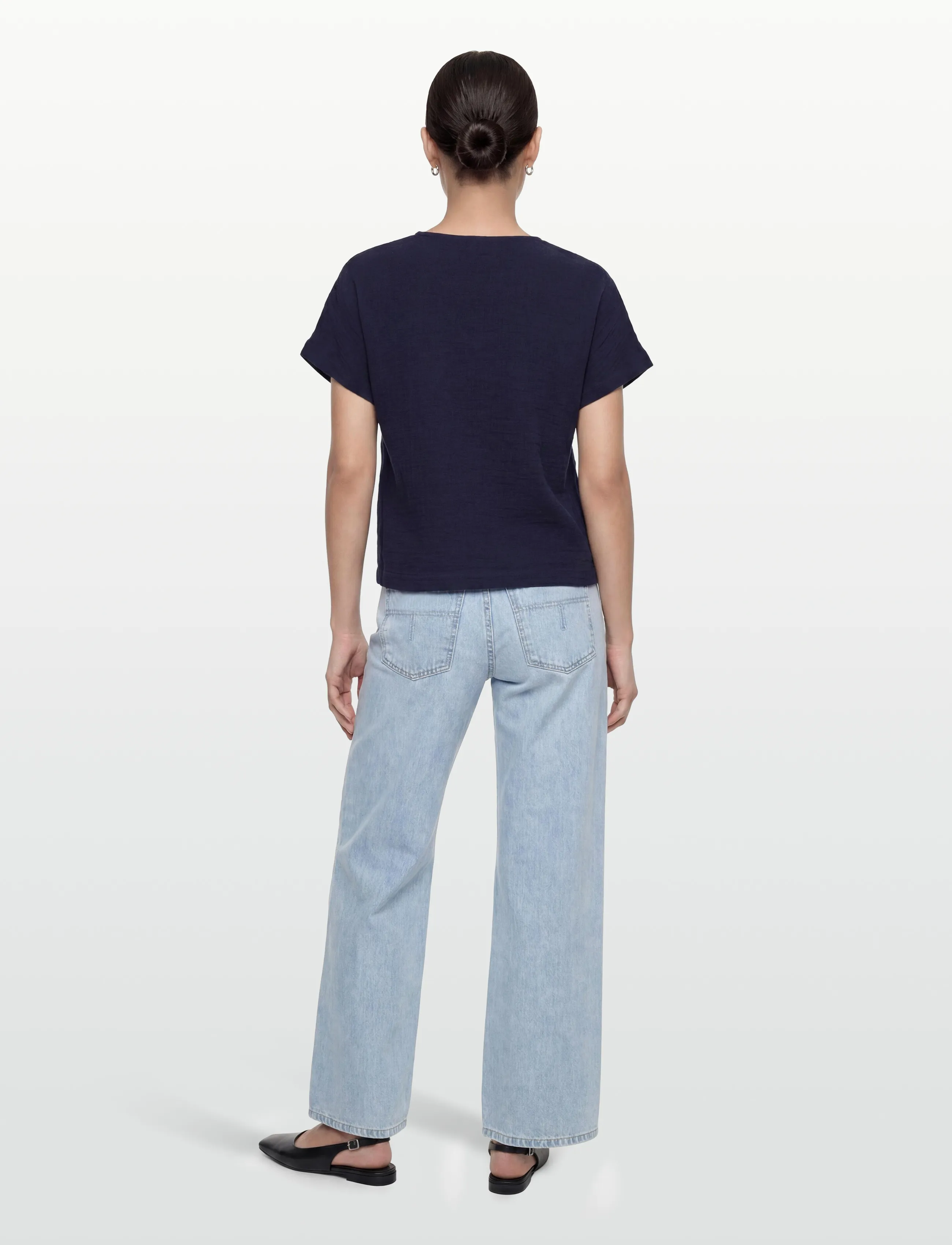 Calvin Klein Jeans - GAUZE V NECK SS TOP - evening blue - 4
