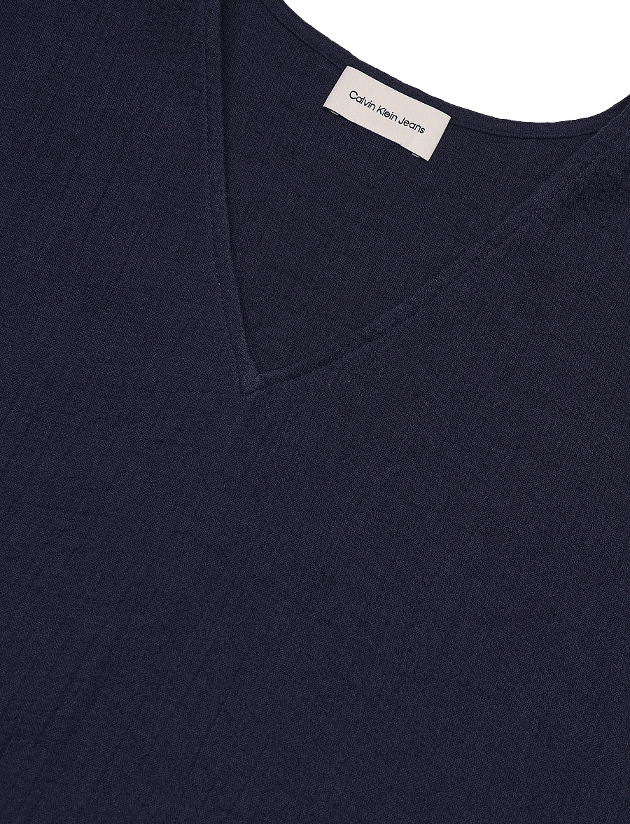 Calvin Klein Jeans - GAUZE V NECK SS TOP - evening blue - 5