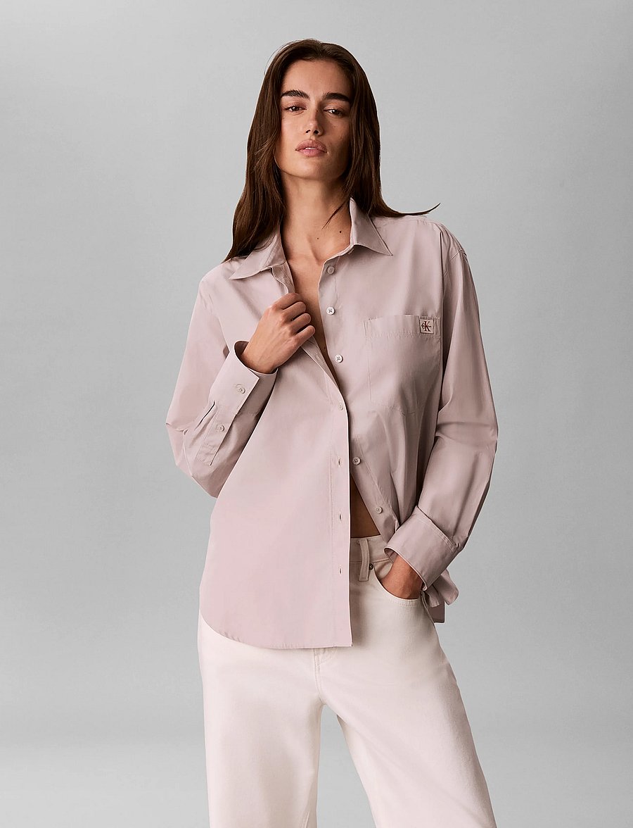 Calvin Klein Jeans - HERITAGE LABEL RLXD PPLN BD - langærmede skjorter - ashes of roses - 0