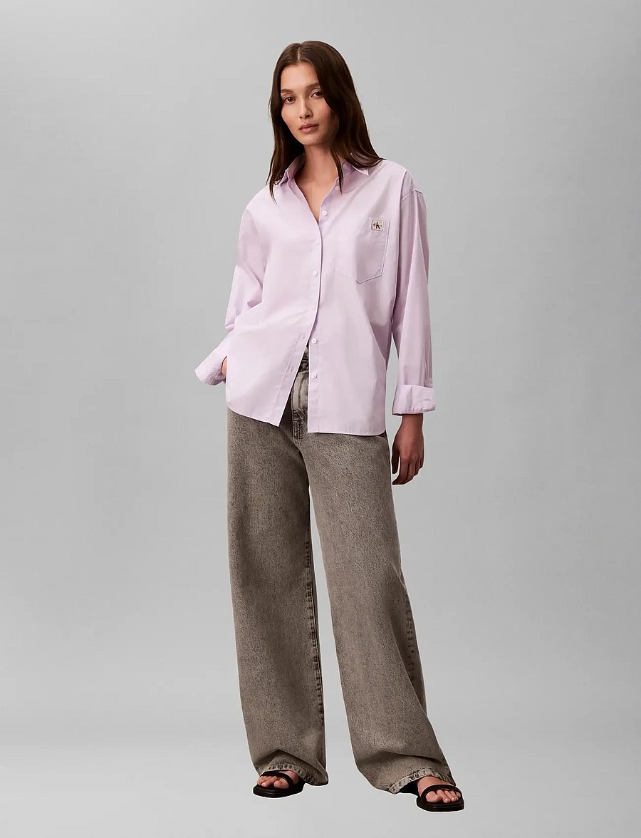 Calvin Klein Jeans - COTTON POPLIN RELAXED SHIRT WOVE - langärmlige hemden - island lilac - 0