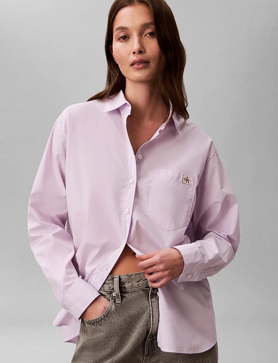 Calvin Klein Jeans - COTTON POPLIN RELAXED SHIRT WOVE - langärmlige hemden - island lilac - 4