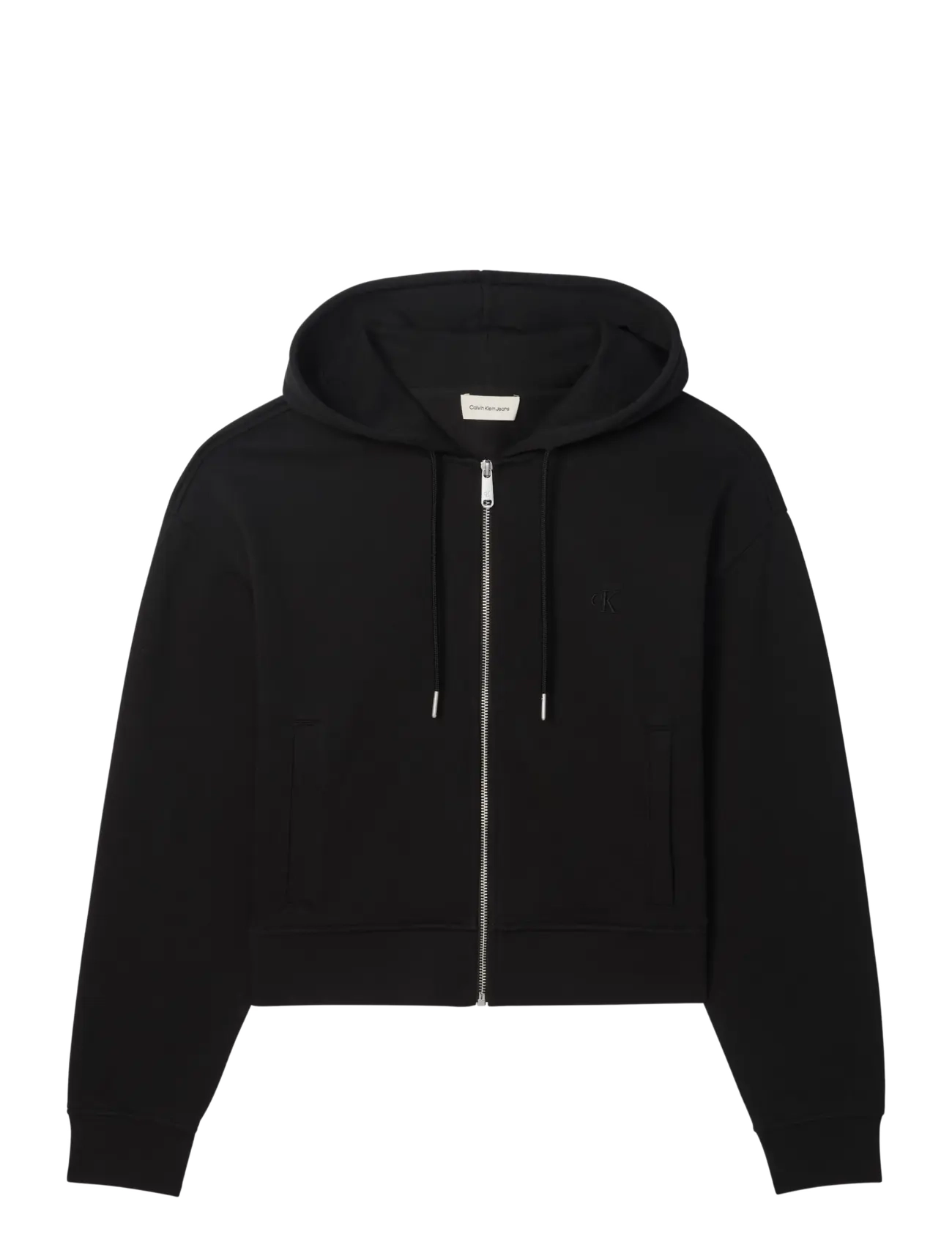 Calvin Klein Jeans LS MONOGRAM TERRY CROP RELAXED F - Hoodies - BLACK / black