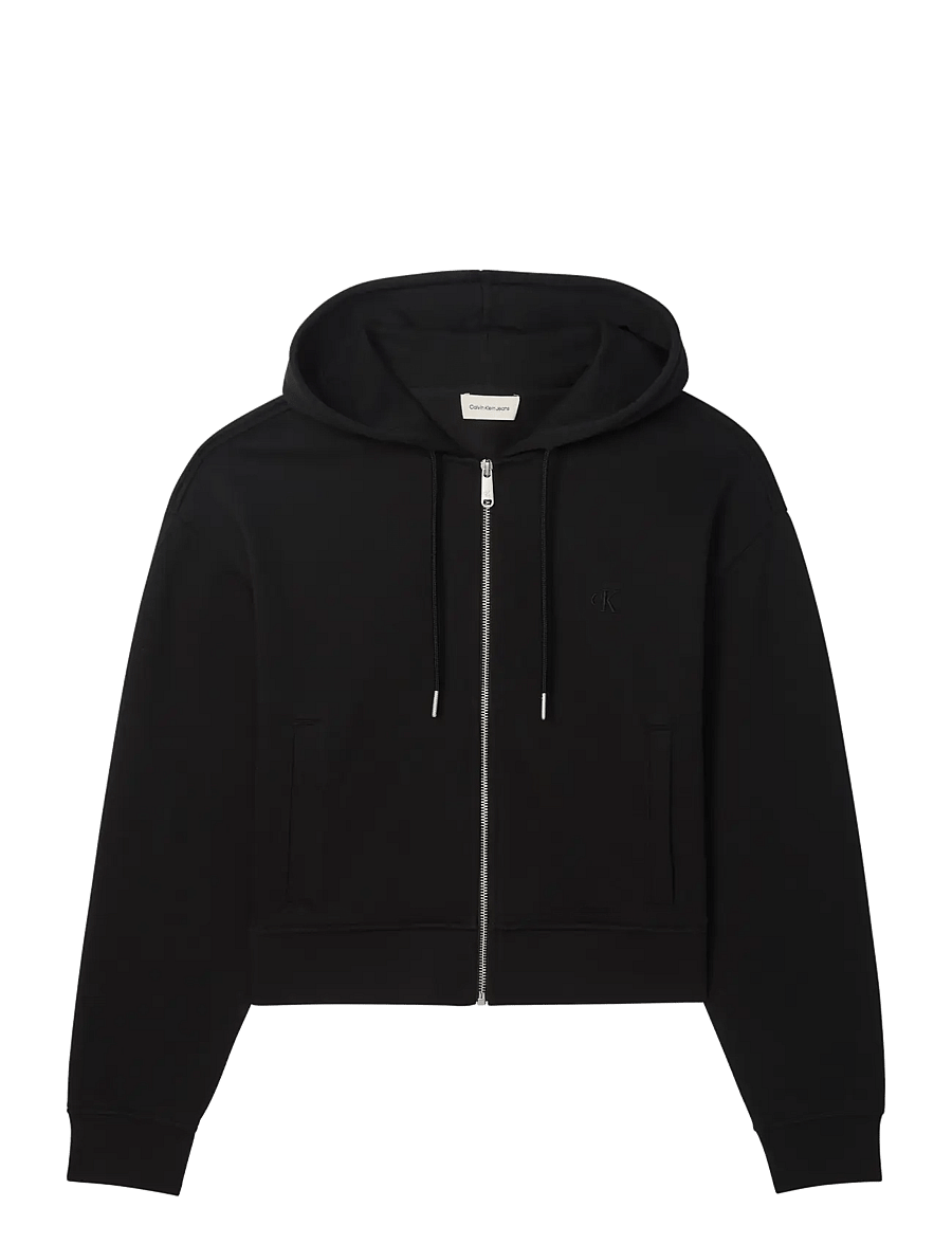 Calvin Klein Jeans - LS MONOGRAM TERRY CROP RELAXED F - hoodies - black - 1