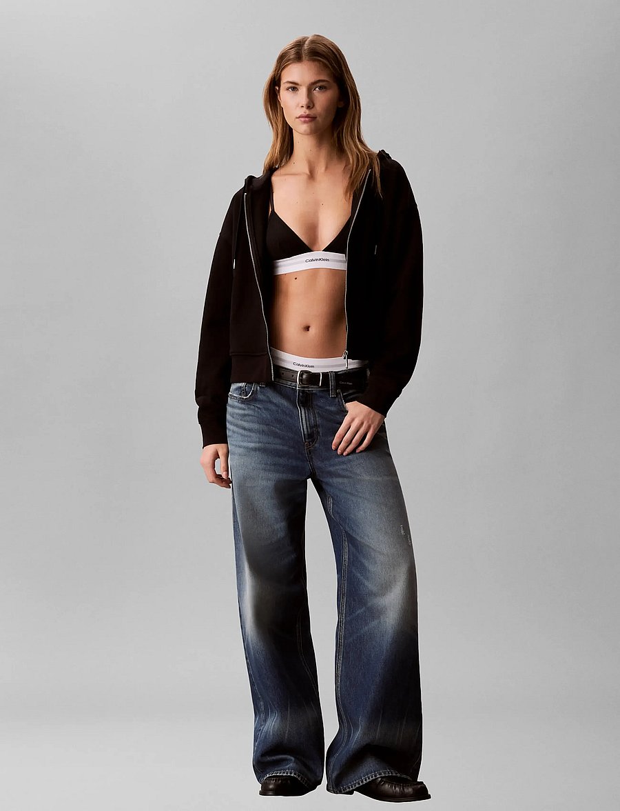 Calvin Klein Jeans - LS MONOGRAM TERRY CROP RELAXED F - hoodies - black - 0