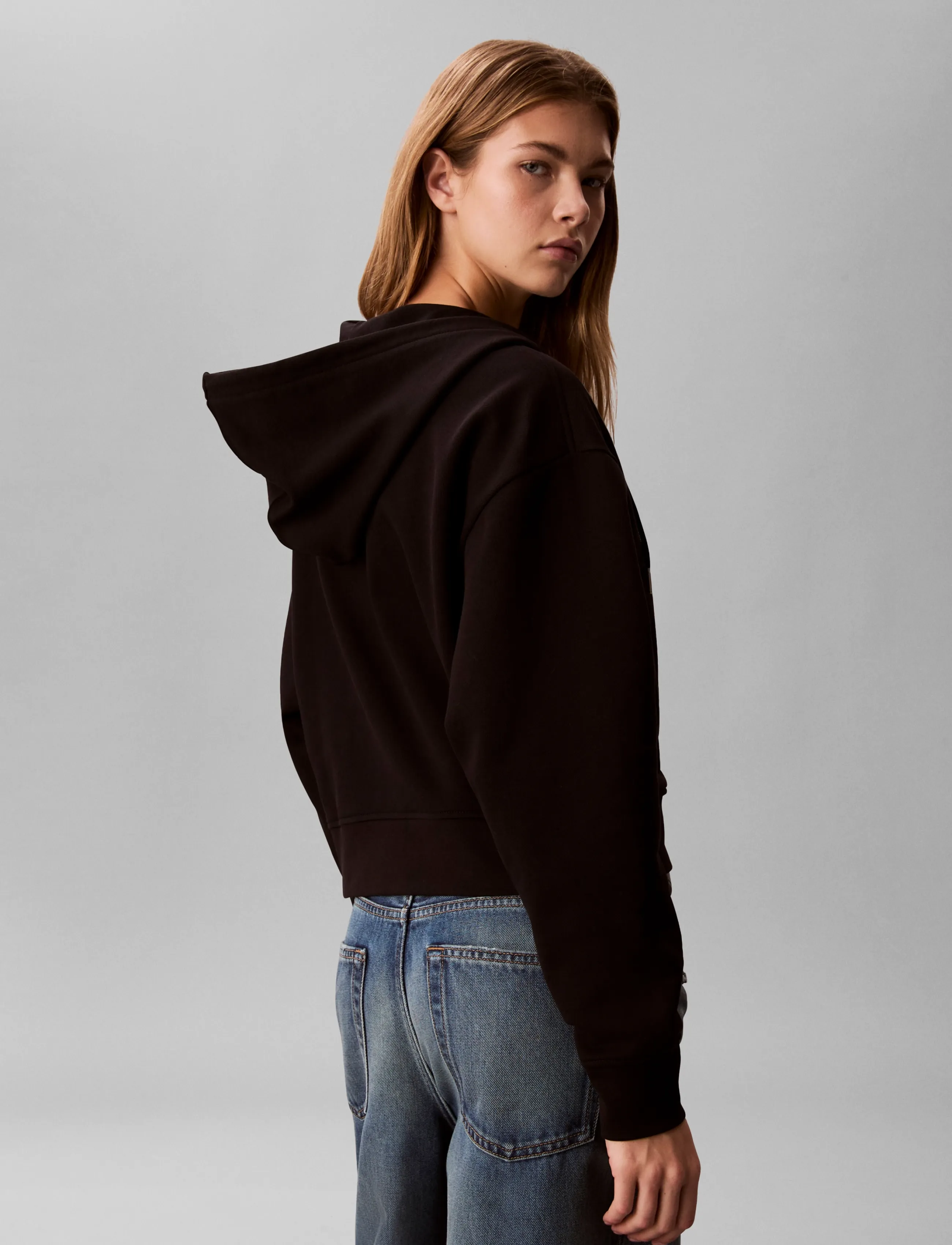 Calvin Klein Jeans - LS MONOGRAM TERRY CROP RELAXED F - hoodies - black - 2