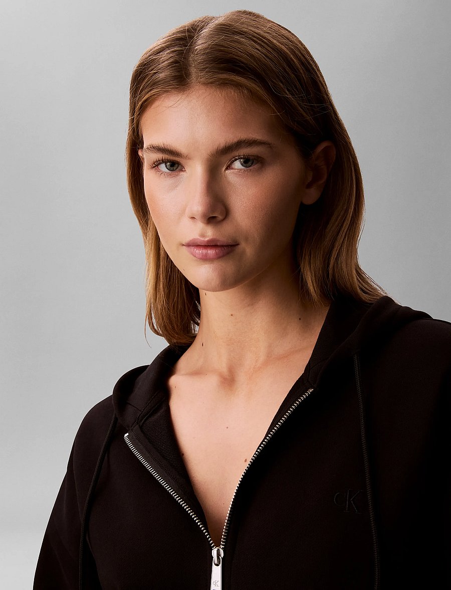 Calvin Klein Jeans - LS MONOGRAM TERRY CROP RELAXED F - hoodies - black - 4