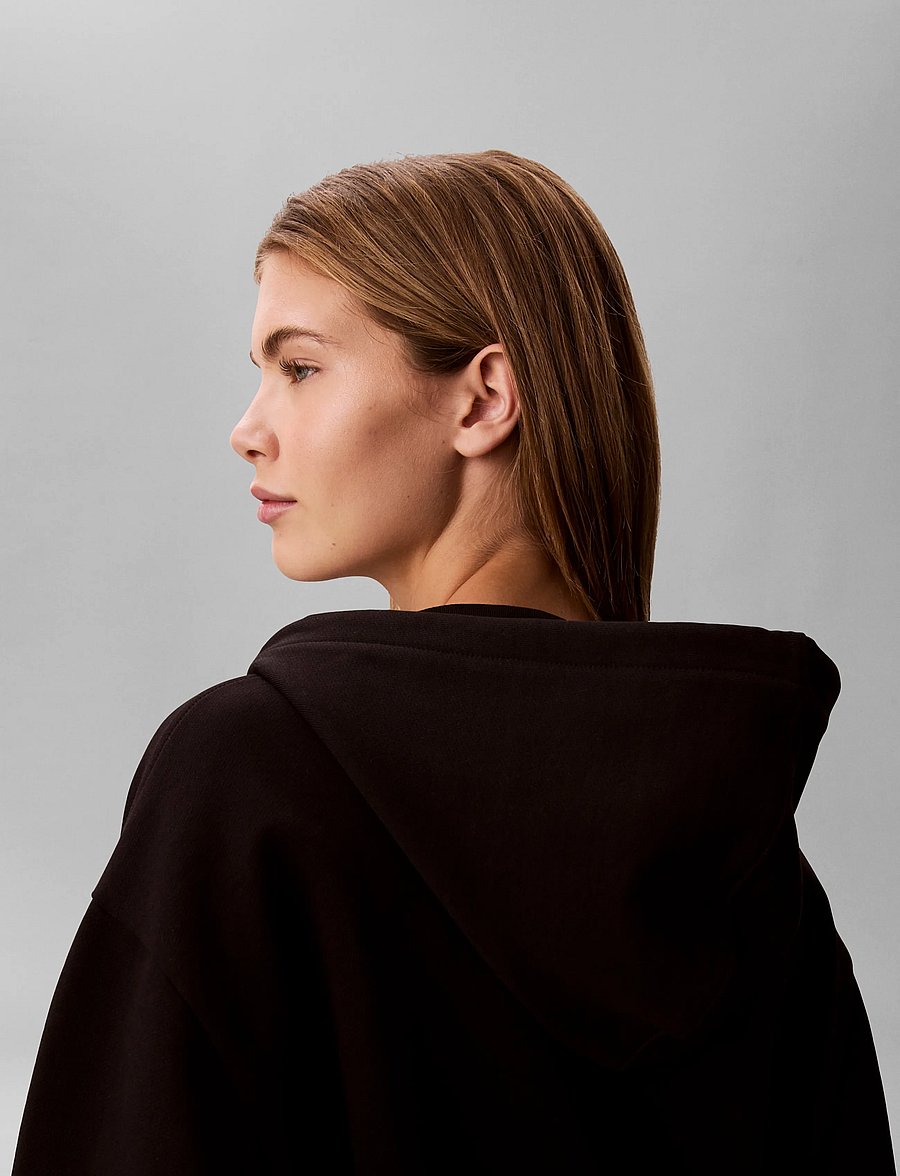 Calvin Klein Jeans - LS MONOGRAM TERRY CROP RELAXED F - hoodies - black - 5