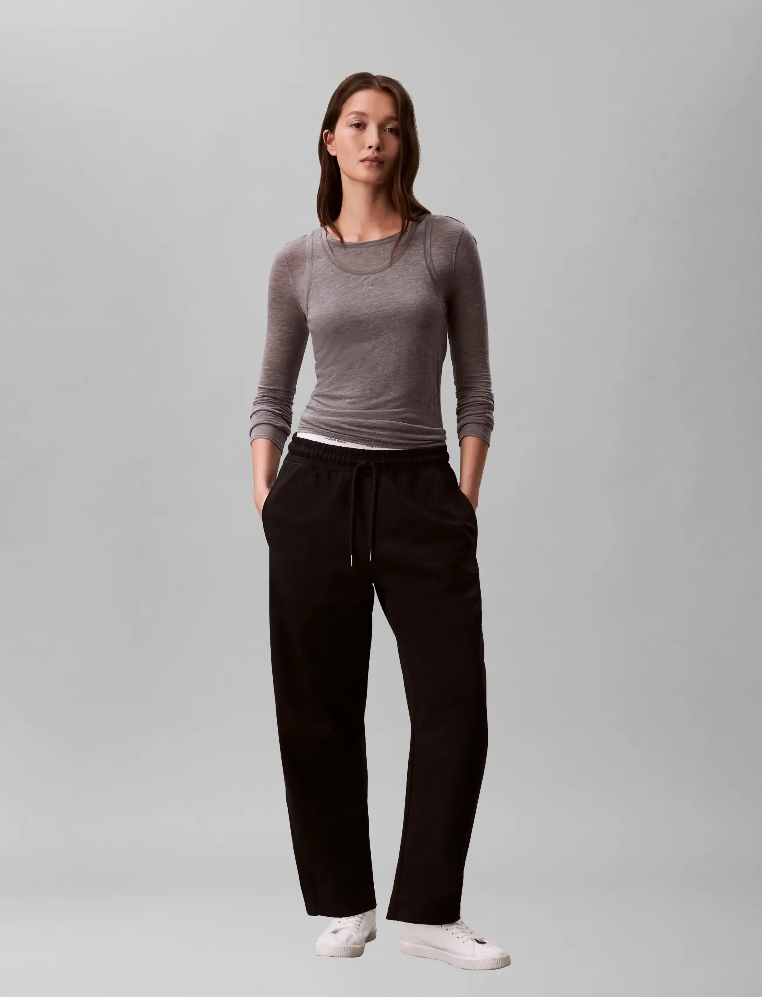 Calvin Klein Jeans MONOGRAM FRENCH TERRY BARREL PAN - Calvin Klein Jeans - BLACK / black