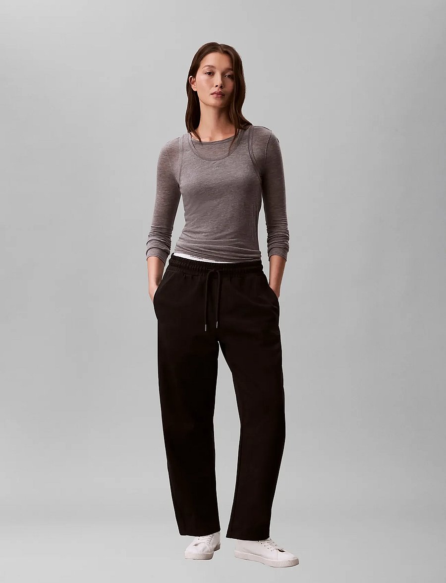 Calvin Klein Jeans - MONOGRAM FRENCH TERRY BARREL PAN - dressipüksid - black - 0