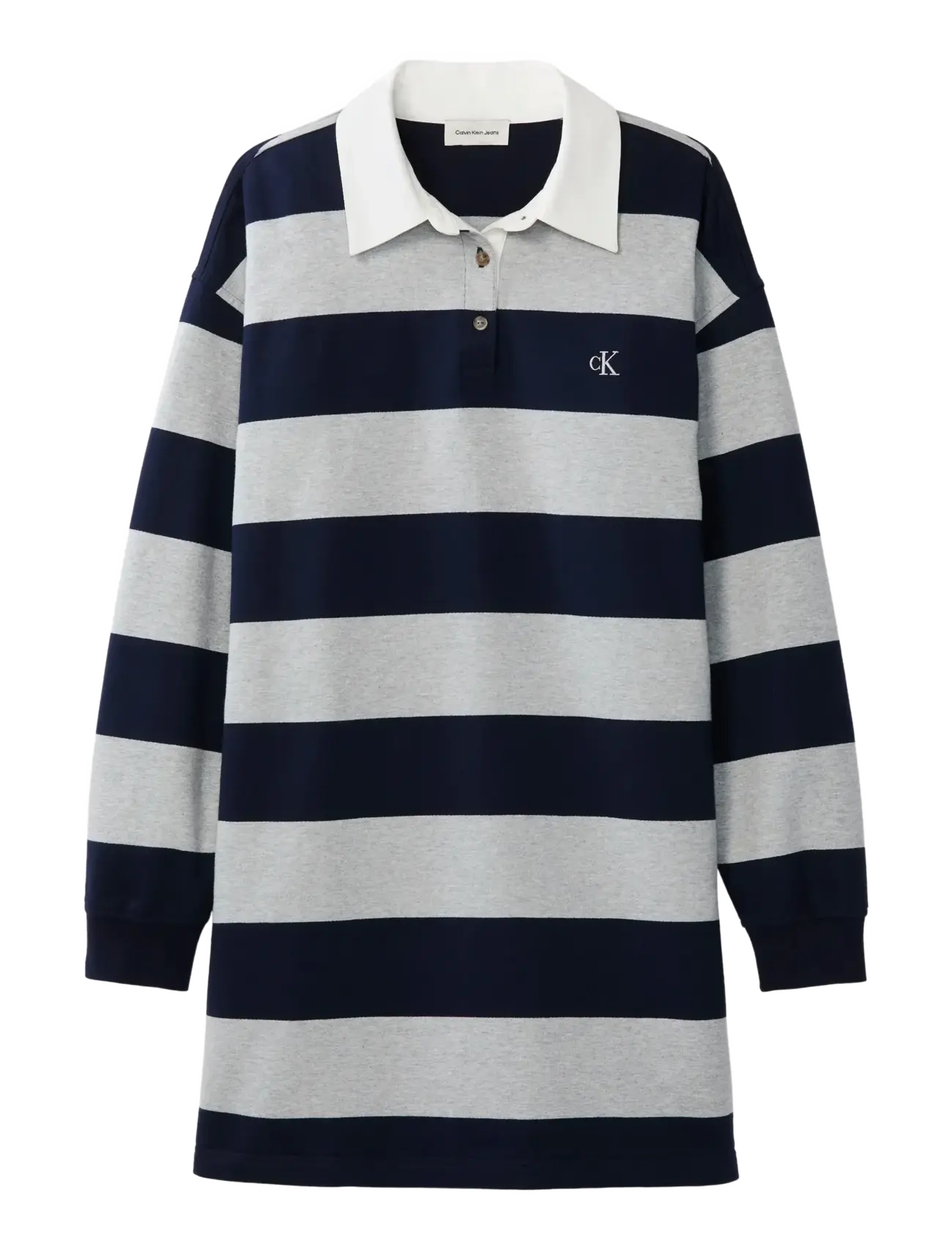 Calvin Klein Jeans LS VARSITY STRIPE MINI POLO DRES - Klänningar - BARITONE BLUE STRIPE / navy