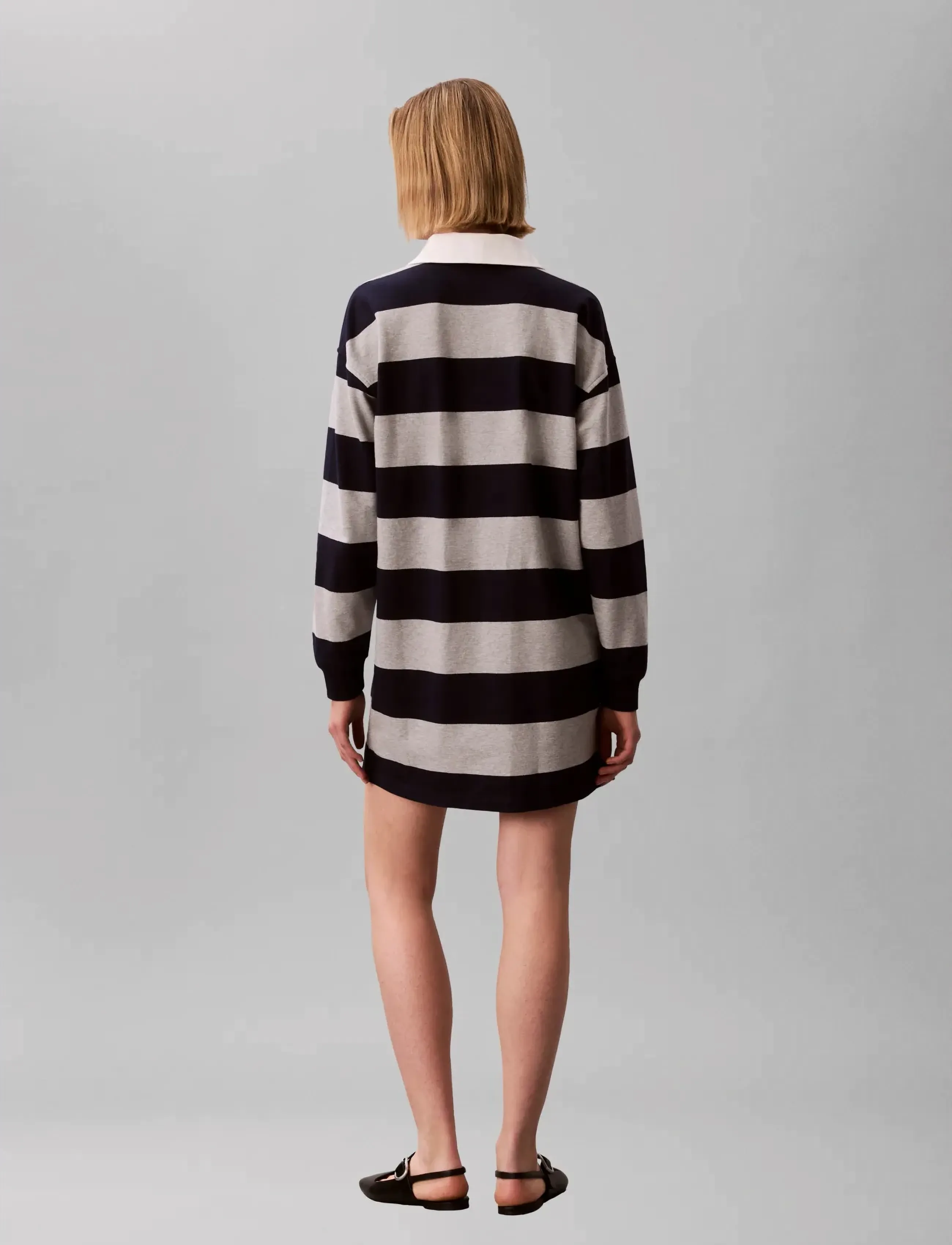 Calvin Klein Jeans - LS VARSITY STRIPE MINI POLO DRES - minikleidid - baritone blue stripe - 2