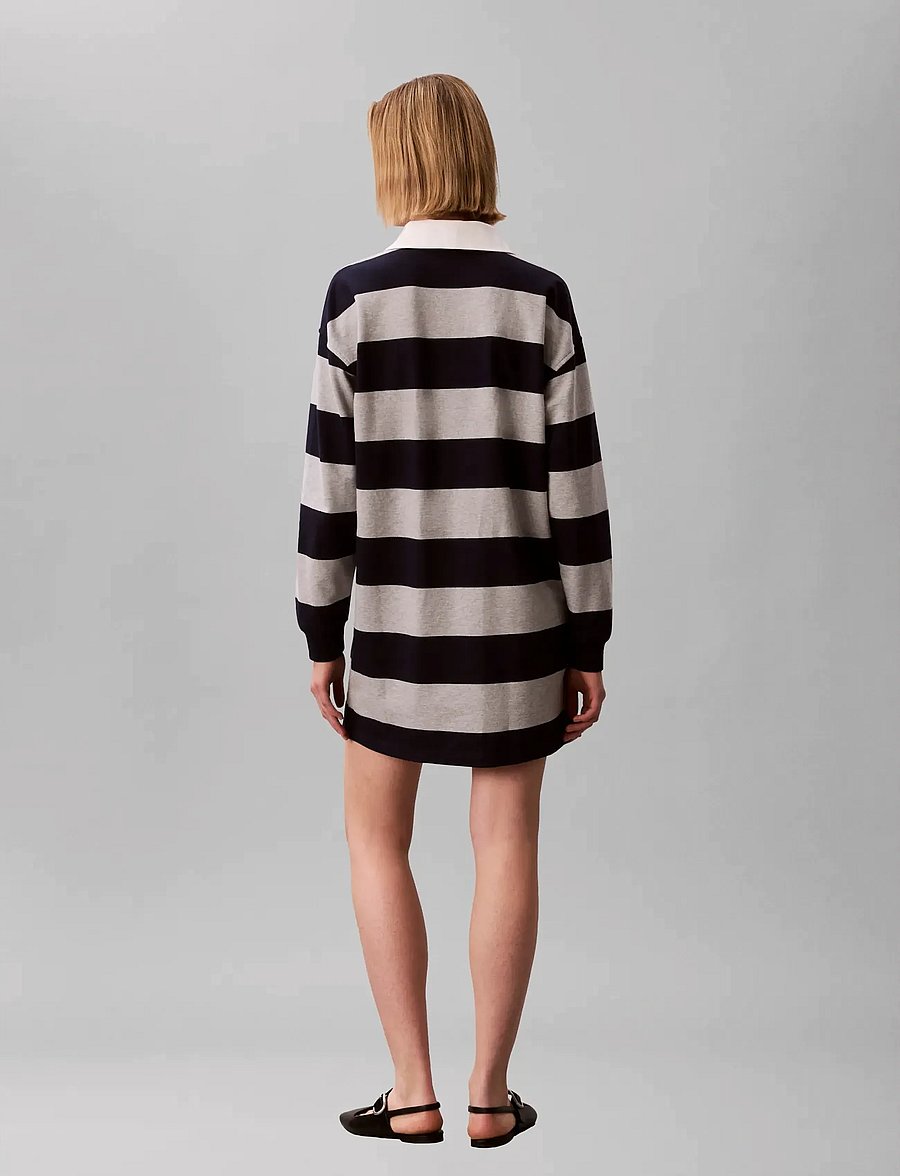 Calvin Klein Jeans - LS VARSITY STRIPE MINI POLO DRES - minikleidid - baritone blue stripe - 2
