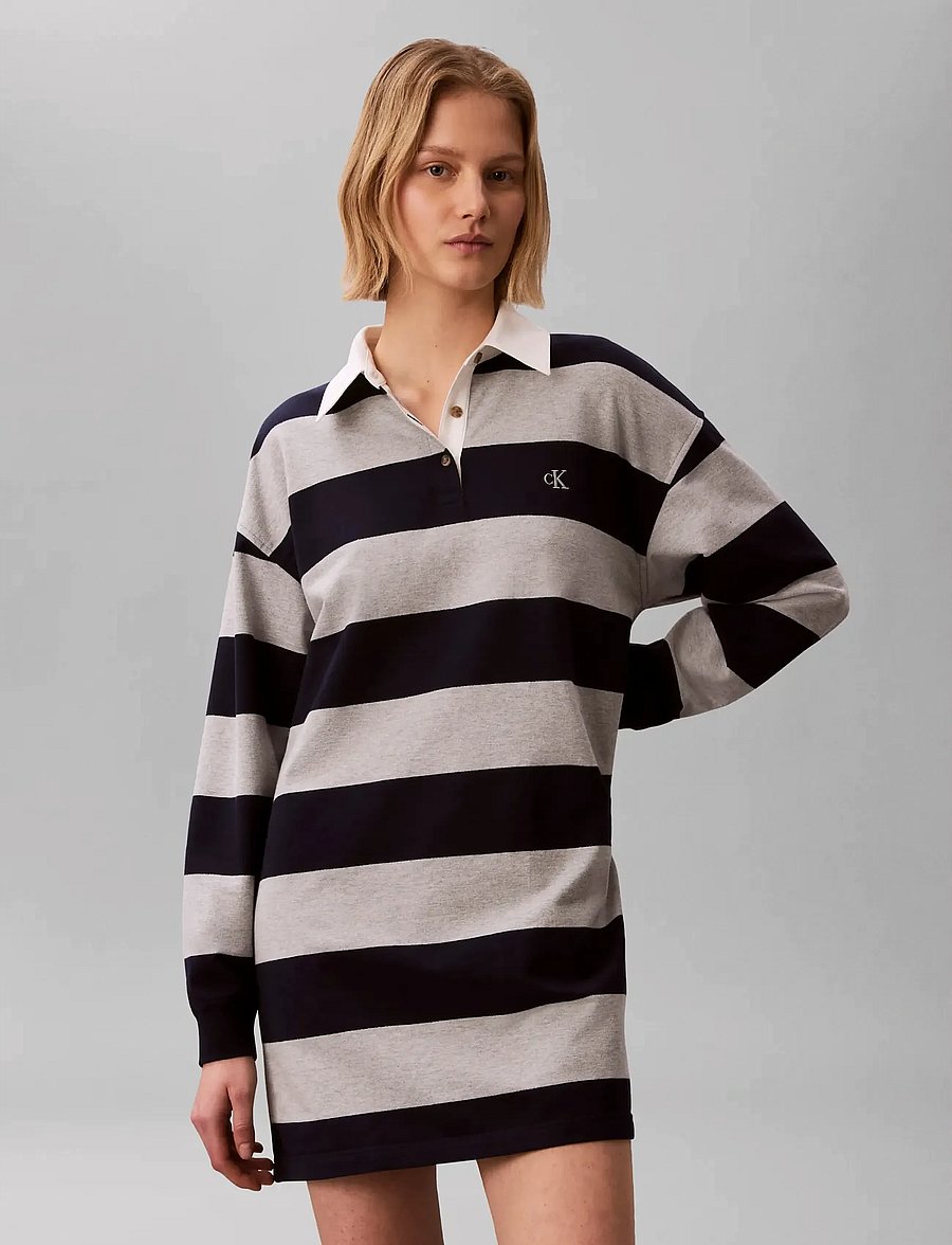 Calvin Klein Jeans - LS VARSITY STRIPE MINI POLO DRES - minikleidid - baritone blue stripe - 3
