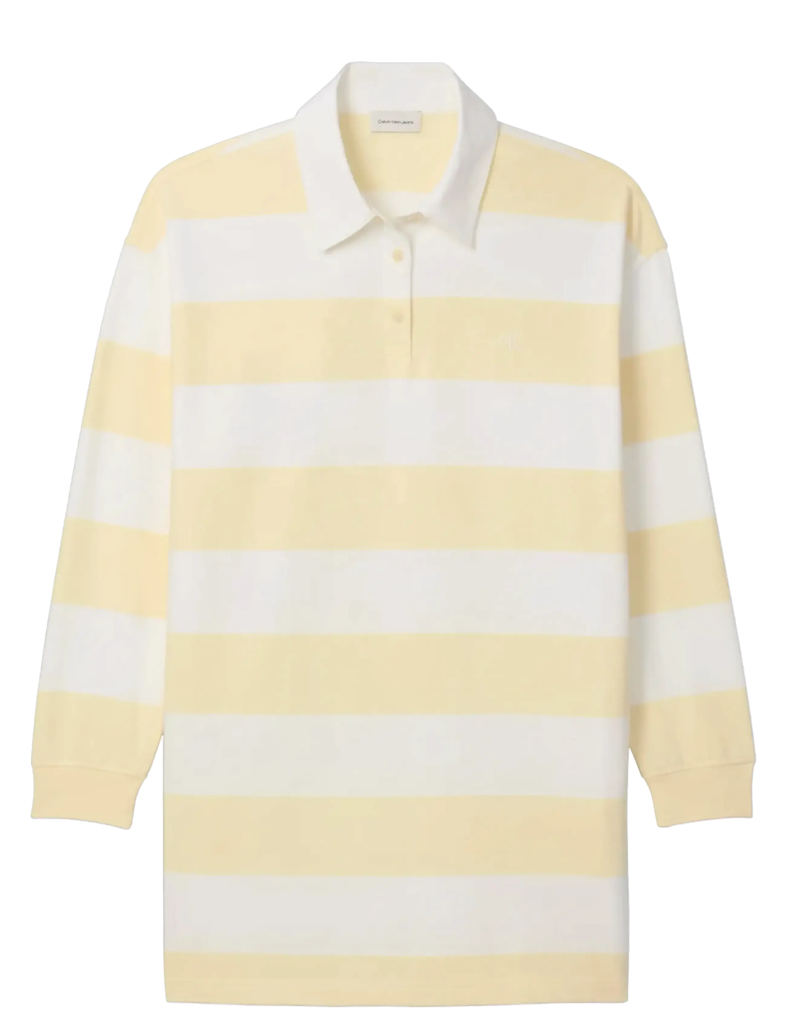 Calvin Klein Jeans LS VARSITY STRIPE MINI POLO DRES - Calvin Klein - SNOW WHITE STRIPE / yellow